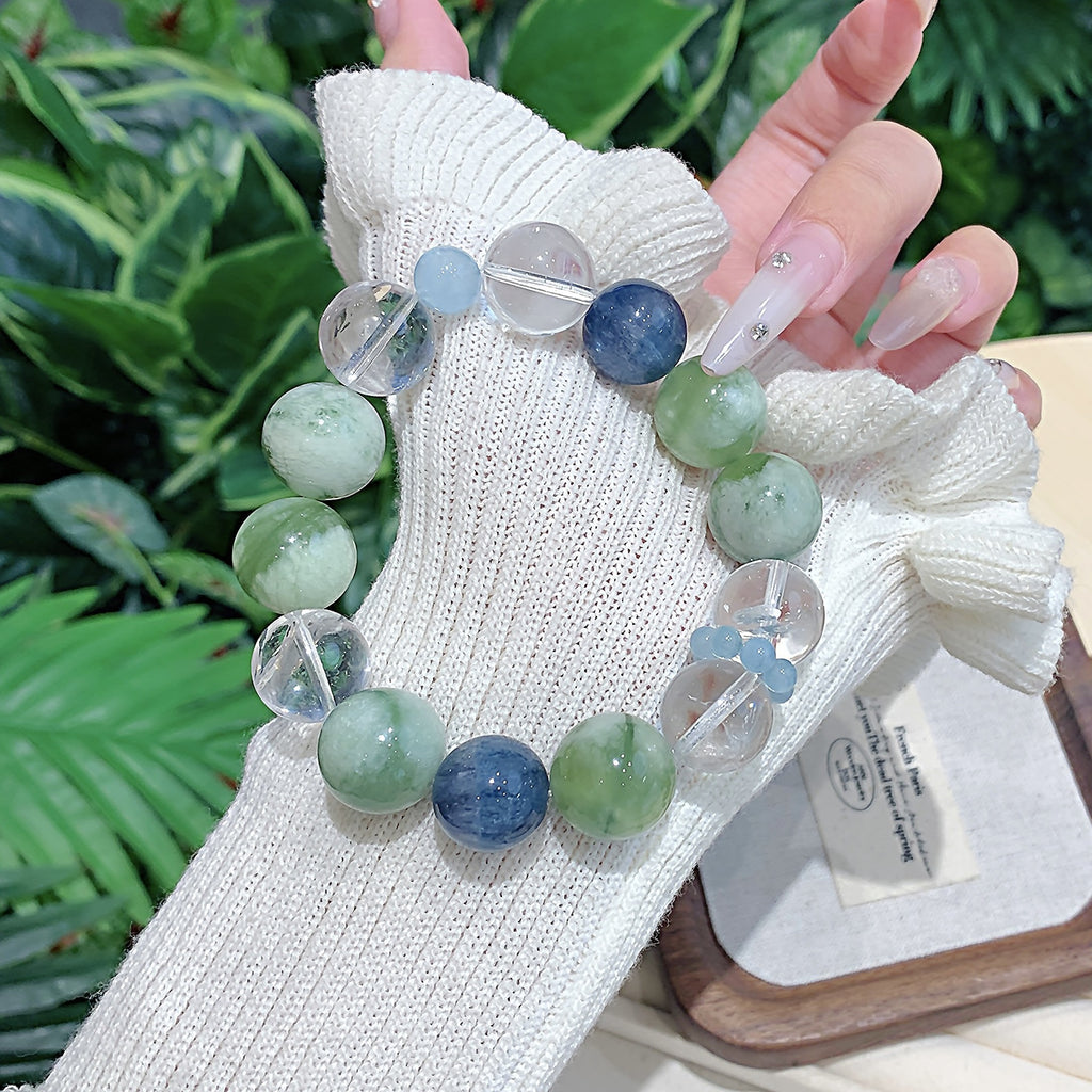 Natural Xiuyan Jade Green Grape Milk Cap Bracelet New Chinese Style Cool Feeling Bracelet for Women Single Loop Original Fashion Accessories Wholesale