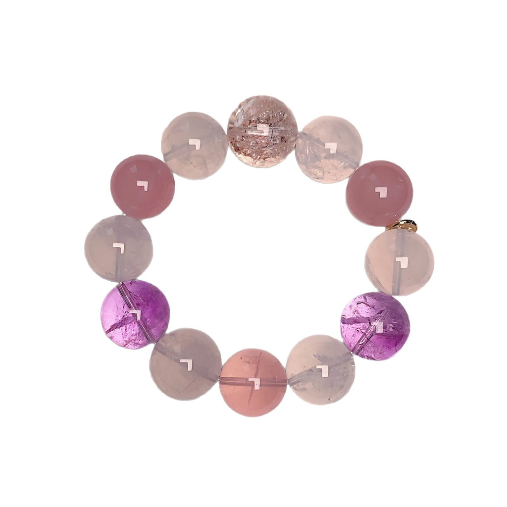 Natural White Phantom Crystal Bracelet Simple Niche Design New Pink Quartz Bracelet Jewelry Multi-Gemstone Crystal Bracelet