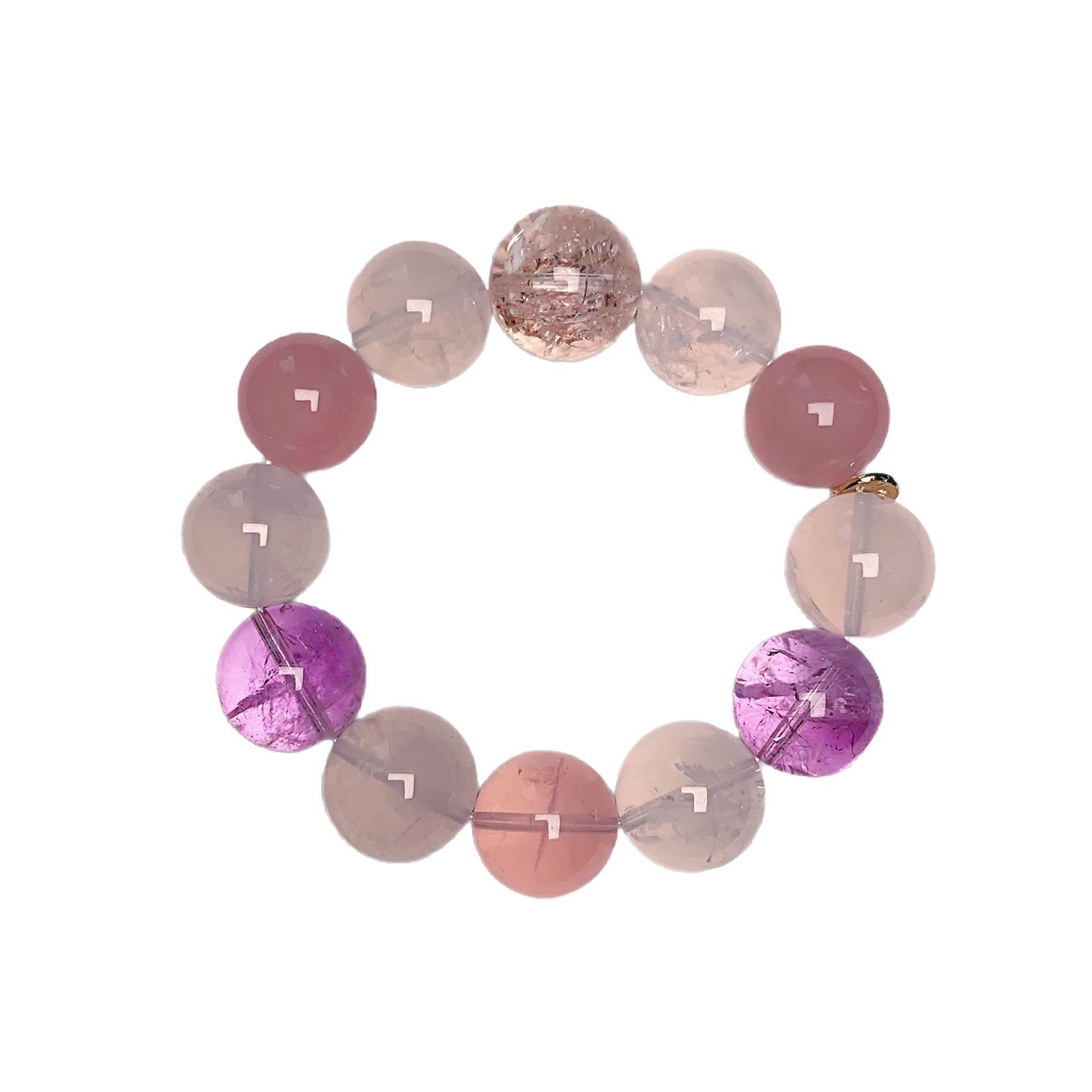 Natural White Phantom Crystal Bracelet Simple Niche Design New Pink Quartz Bracelet Jewelry Multi-Gemstone Crystal Bracelet