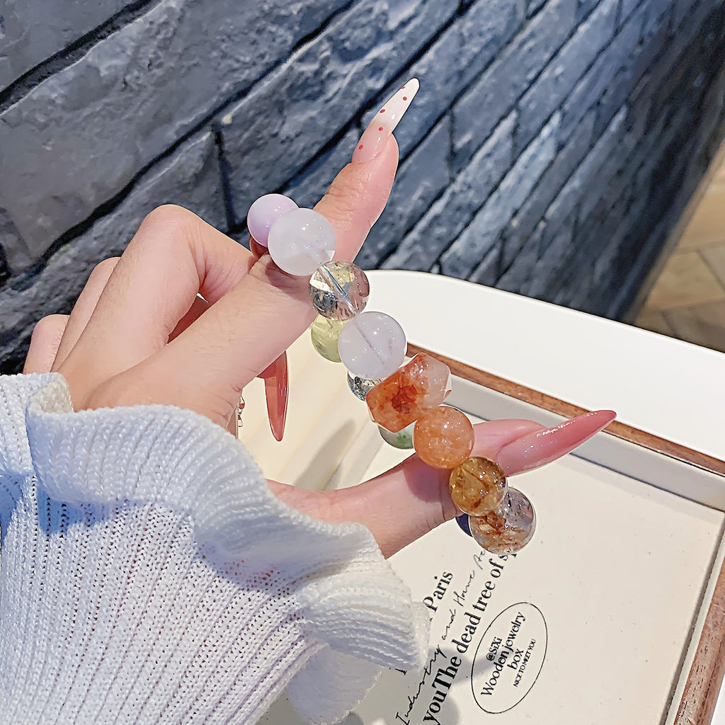 Original Natural Red Gum Flower Crystal Bracelet Dopamine Multi-Gemstone Bracelet Light Luxury All-Matching2025New Crystal Chain