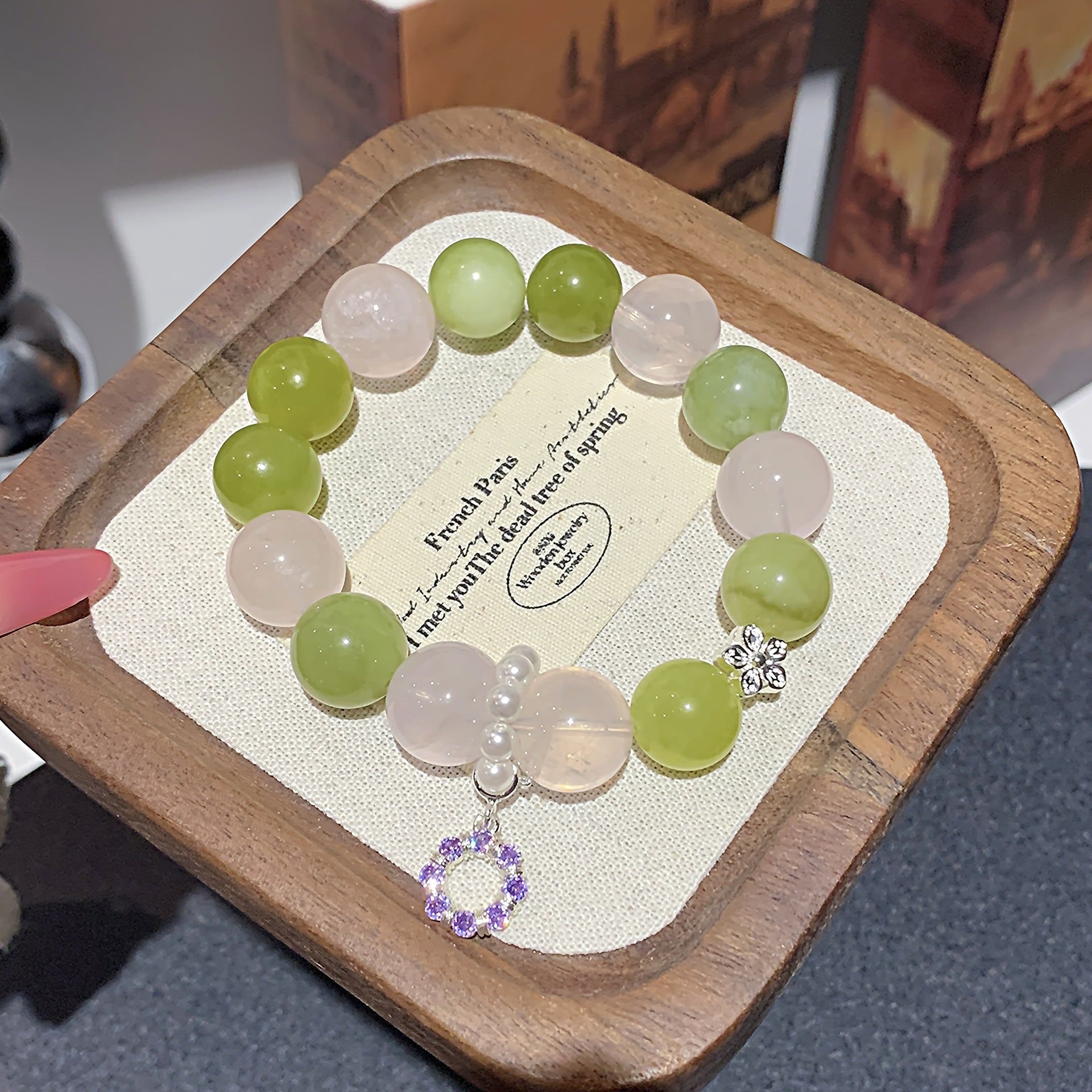 Xiuyan Jade Green Bracelet Tiktok Xiaohongshu Live Supply Hot Sale Original Fashion Crystal Bracelet