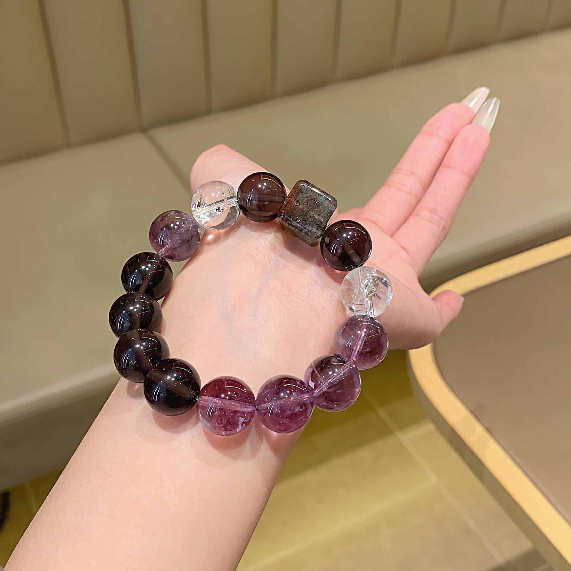 Nine Purple Fire Bracelet Amethyst Purple Phantom Design Natural Gemstone DIY Bracelet Amethyst Multi-Gemstone Bracelet
