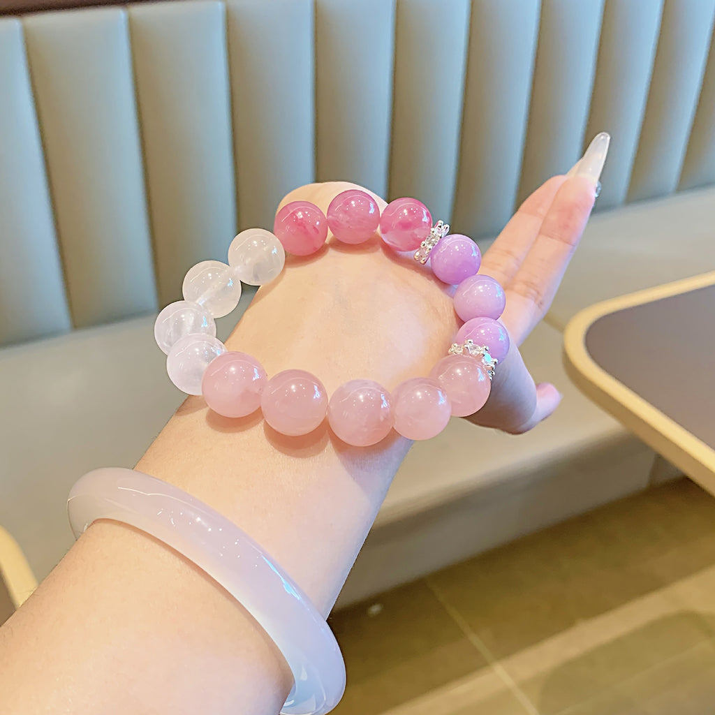 Manufacturer Natural Pink Crystal Bracelet Madagascar Pink Crystal Bracelet Lucky Peach Blossom Birthday Gift Bracelet