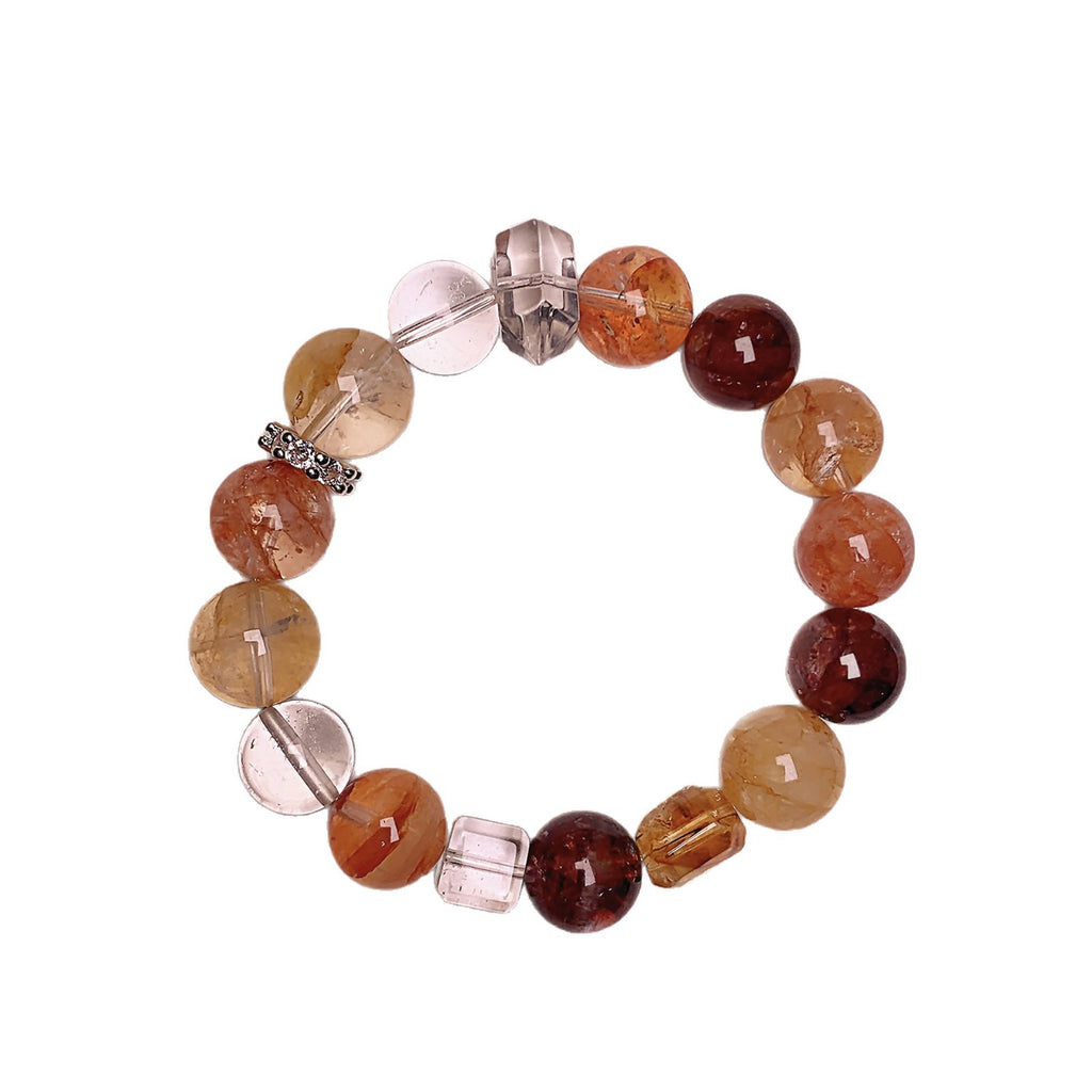 Red Glue Flower Crystal Bracelet diy Handmade Round Beads Wholesale Natural Crystal Bracelet Hot-Selling Jewelry Crystal Bracelet