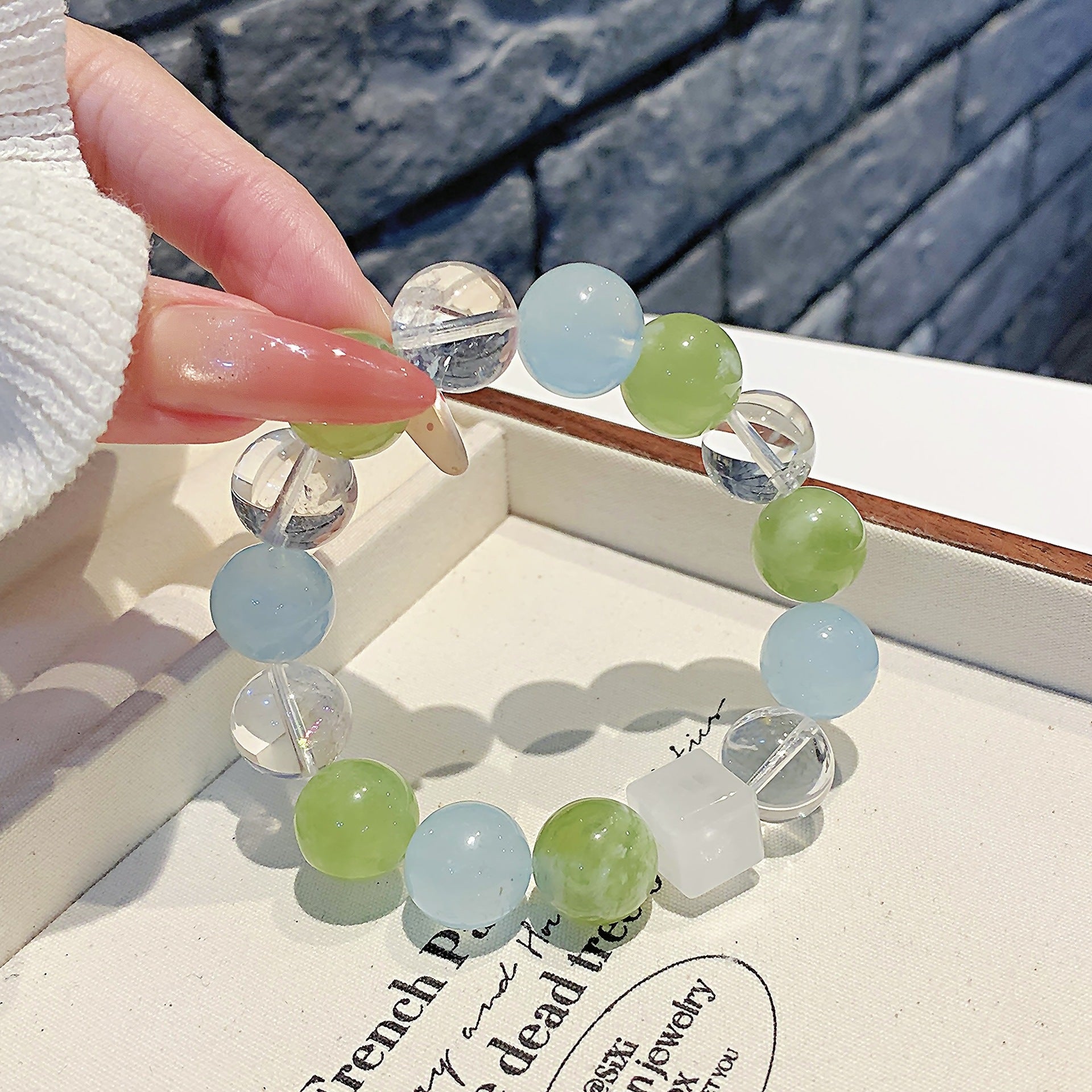 Natural Aquamarine Single Loop Bracelet Fashion Bracelet Original Design for Women Ketang Wholesale Jewelry Crystal Bracelets