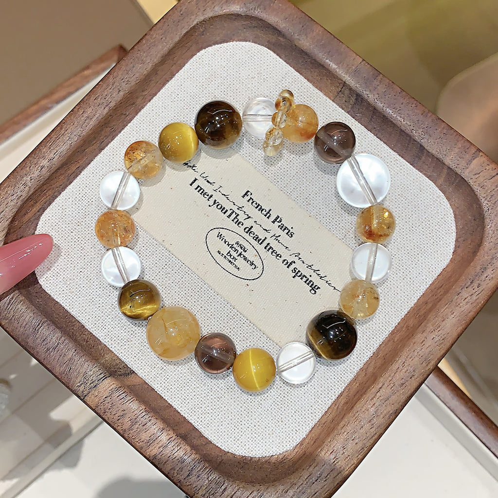 Original New Yellow Tiger Eye Bracelet Elegant and Versatile Bracelet Original Design Yellow Tiger Eye Crystal Bracelet