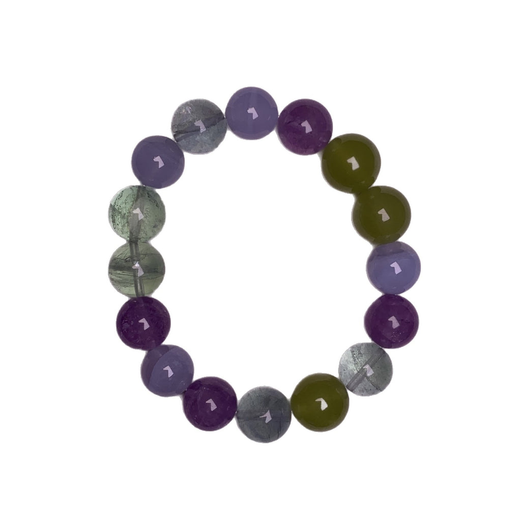 Natural Dopamine Rainbow Color Glue Flower Golden Rutilated Quartz White Crystal Blue Moonstone Bracelet Multi-Gemstone Pink Crystal Bracelet