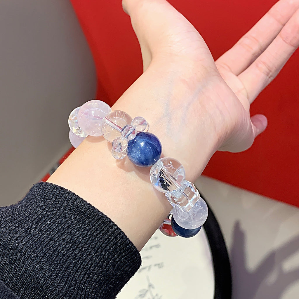 Natural Crystal Dragon Scale Blue Crystal Bracelet Fashion Original Design White Ghost Bracelet Natural Crystal Bracelet