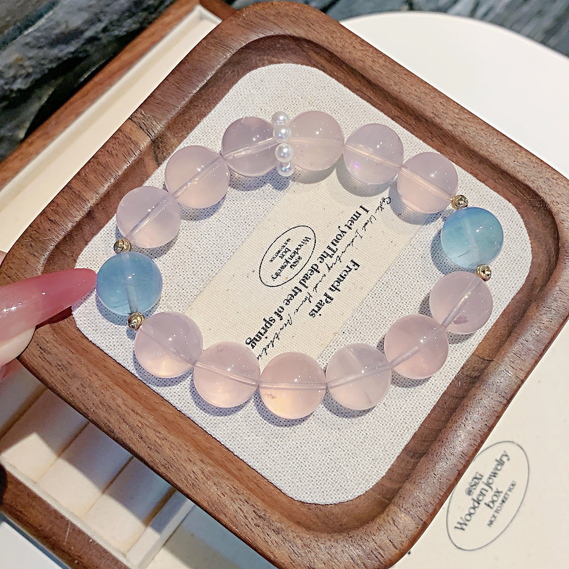 Natural Crystal Multi-Gemstone Bracelet Hot-Selling Jewelry Strawberry Rose Quartz Bracelet Fashion Versatile Style diy Jewelry Bracelet