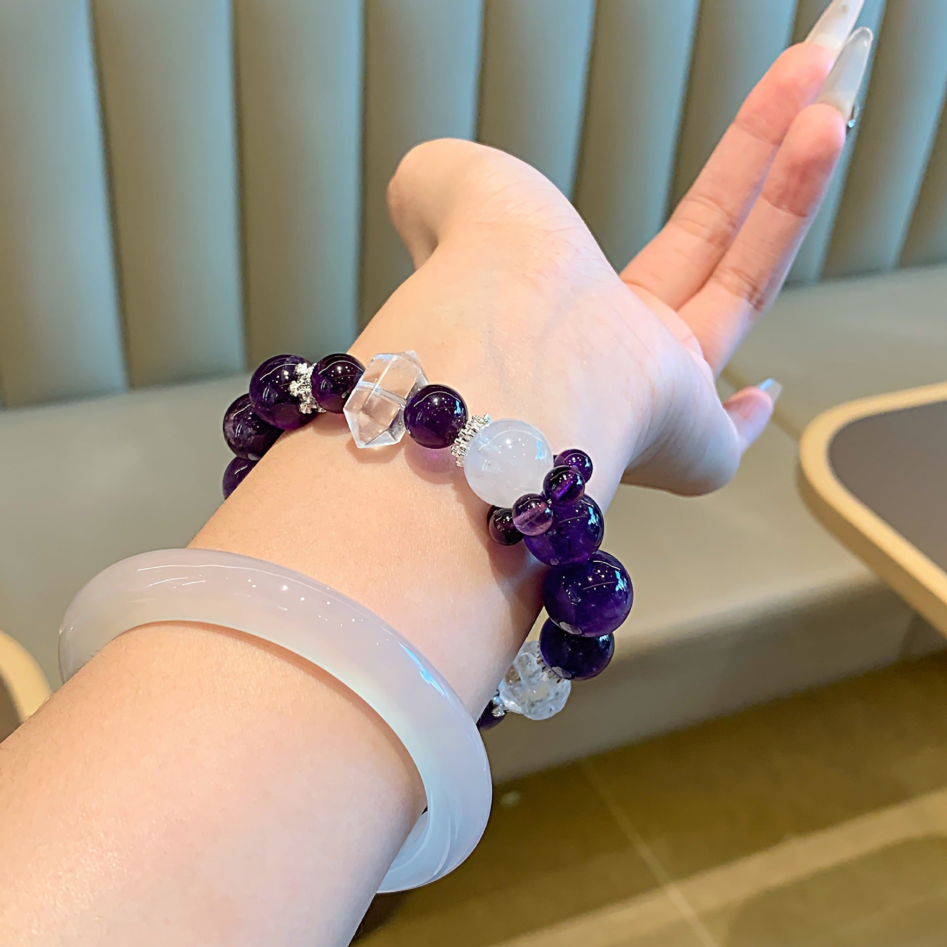 【Purple Starry Sky】Natural Amethyst Bracelet Purple Grape Women's Bracelet Single Circle Uruguay Amethyst Bracelet