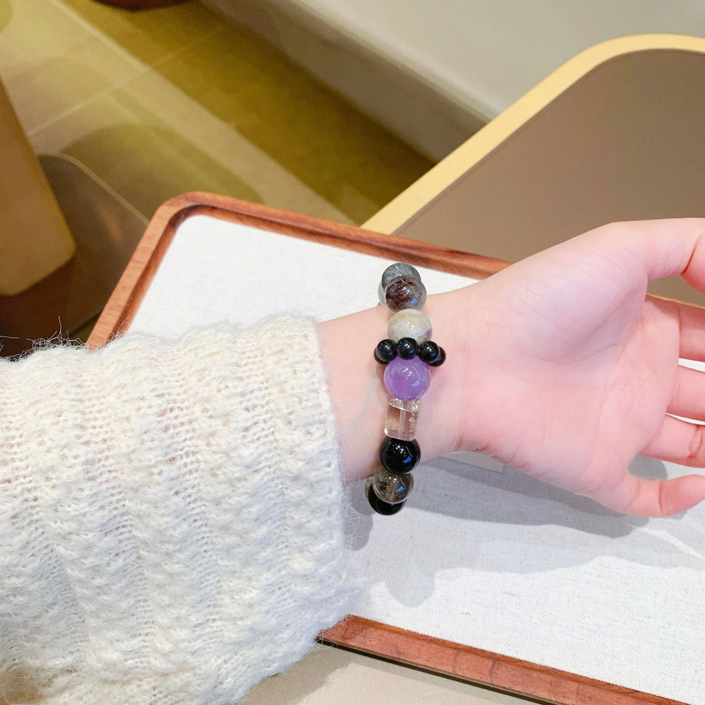 Natural crystal black mica hand jewelry Irregular Stone Zodiac Year Bracelet Original Design Black Mica Crystal Bracelet