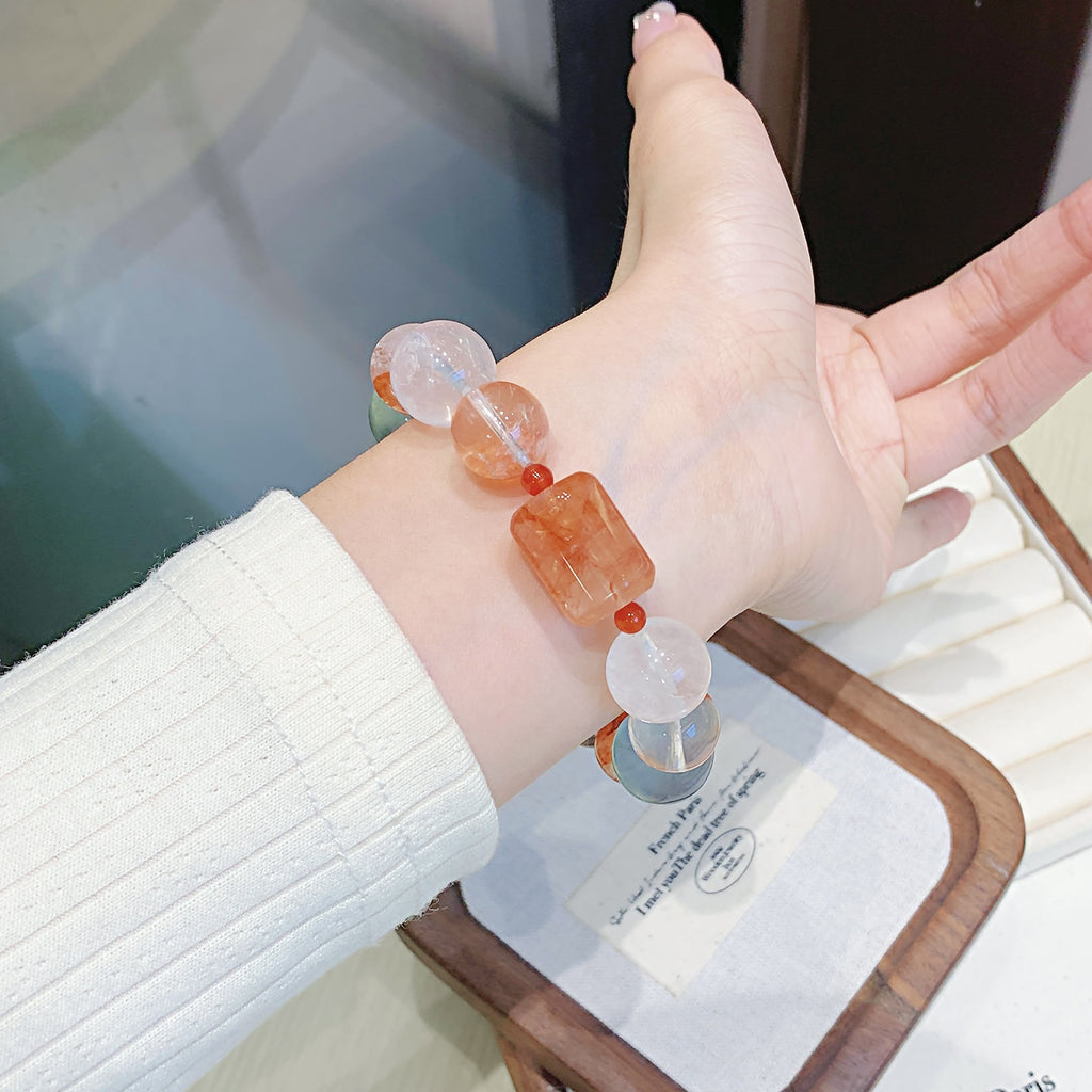 Red Glue Flower Crystal Bracelet diy High-end Bracelet for Women Natural Crystal Bracelet Hot-Selling Jewelry Custom Bracelet