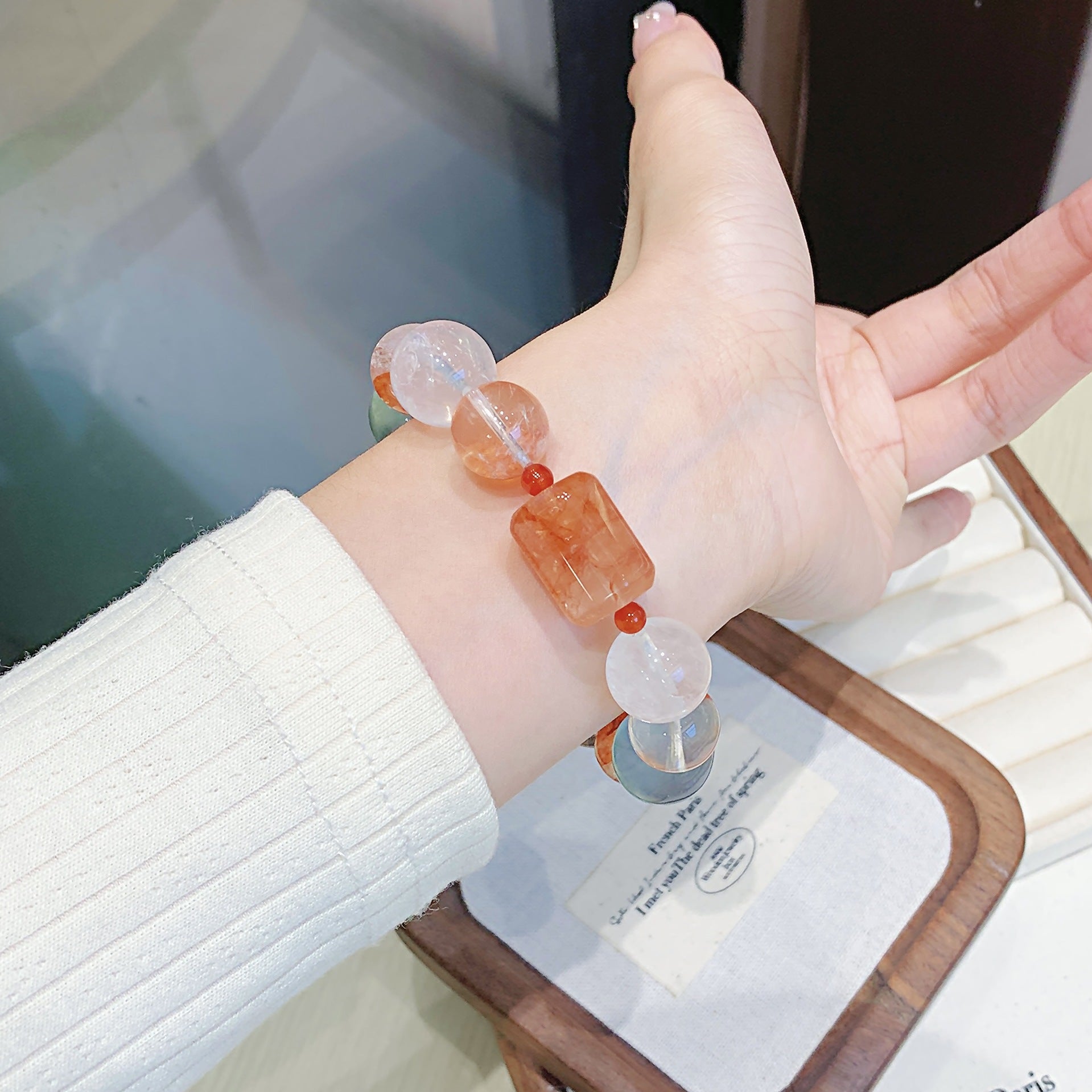 Red Glue Flower Crystal Bracelet diy High-end Bracelet for Women Natural Crystal Bracelet Hot-Selling Jewelry Custom Bracelet