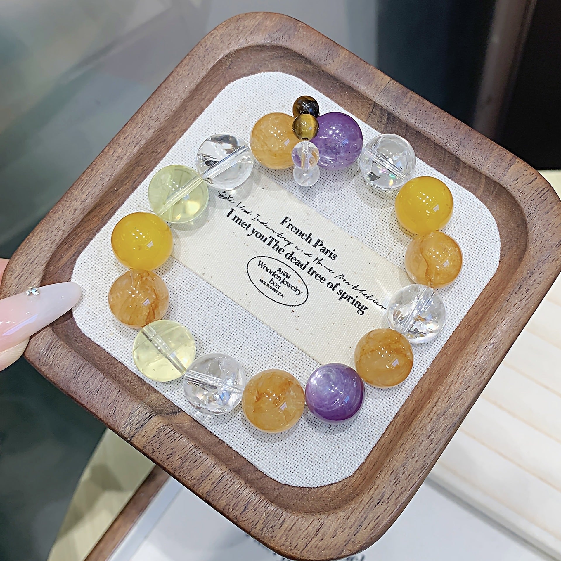 Original Crystal Bracelet for Women Pure Natural Light Luxury Exquisite Multi-Gem Crystal Bracelet Bestseller Yellow Gum Flower Crystal Bracelet