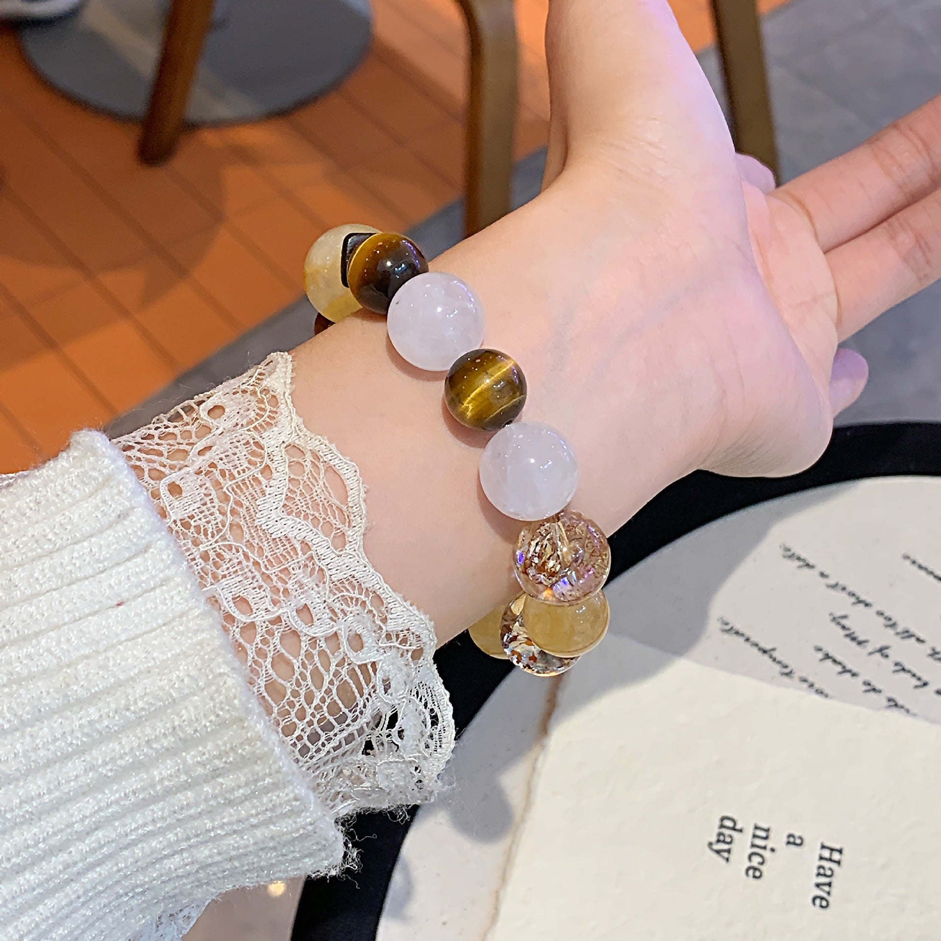 Natural Crystal Bracelet Jewelry Wholesale Original Design Crystal Bracelet with a Sense of Sophistication Yellow Tiger Eye Bracelet Crystal