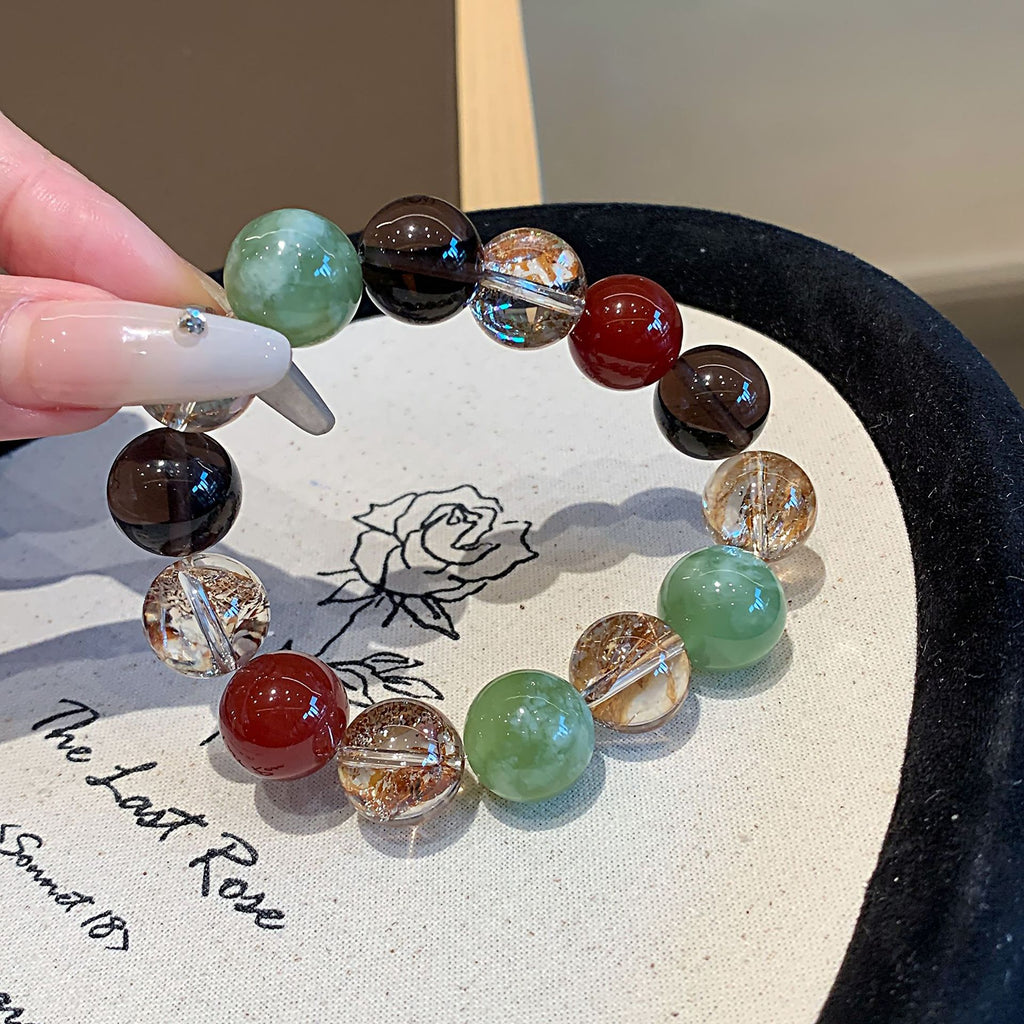 Natural Gold Leaf Explosion Bracelet Autumn New Bracelet Jewelry Gift for Best Friend Gold Foil Explosive Crystal Bracelet