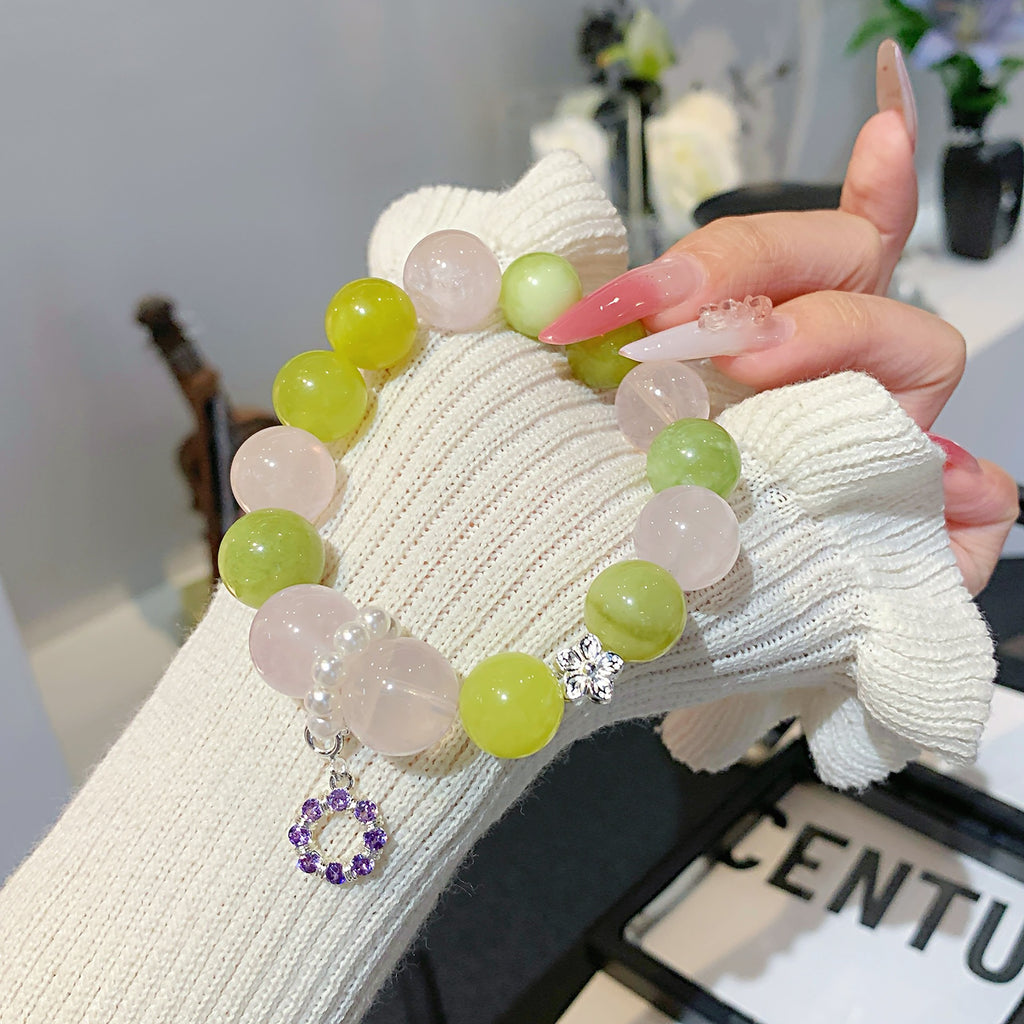 Xiuyan Jade Green Bracelet Tiktok Xiaohongshu Live Supply Hot Sale Original Fashion Crystal Bracelet
