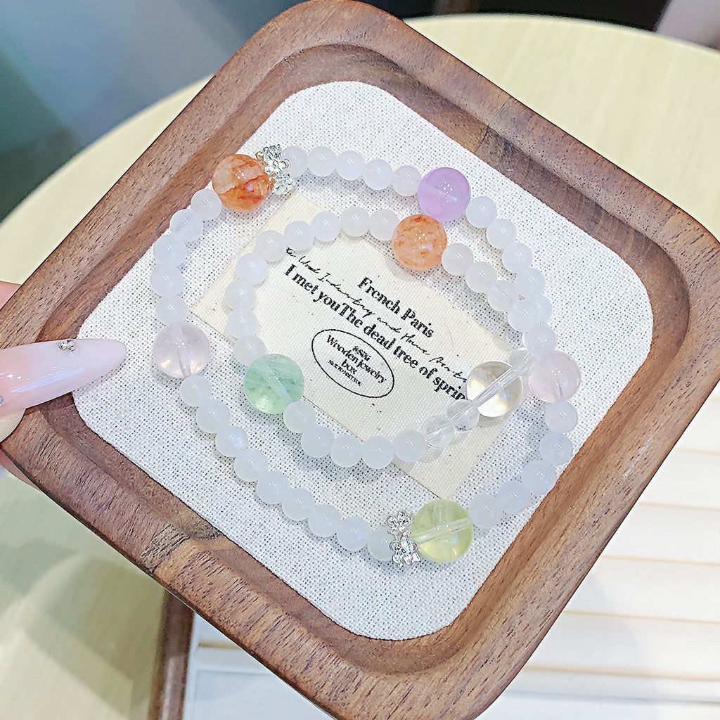 Cross-border Hot-Selling Jewelry Bracelet Red Rubber Flower Crystal Bracelet diy Jewelry for Women, Light Luxury Style, High-End Handmade