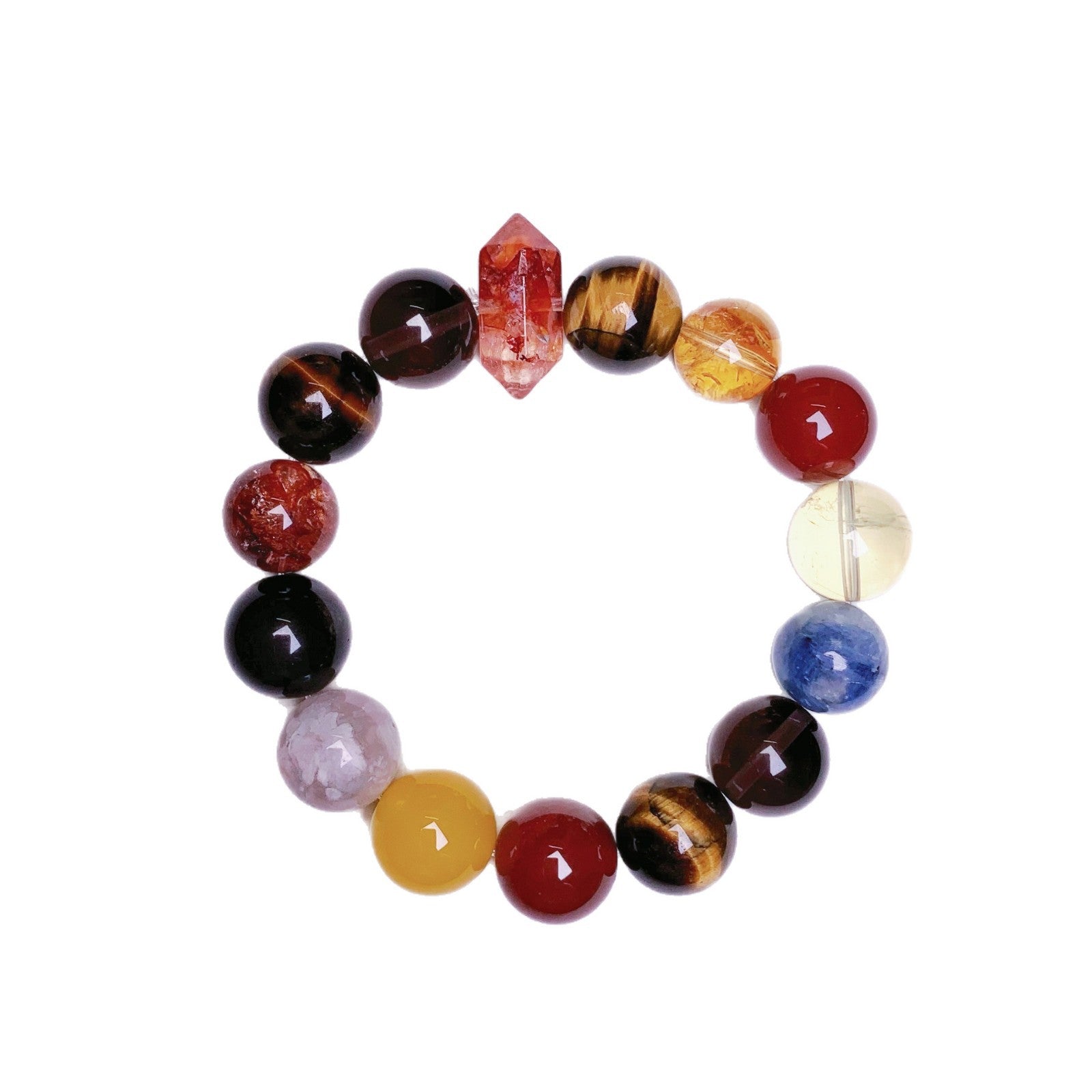 Five Elements Crystal Bracelet Natural Crystal Multi-Gemstone Bracelet Original Design Tiger Eye Lacquer Intangible Cultural Heritage Crystal Bracelet