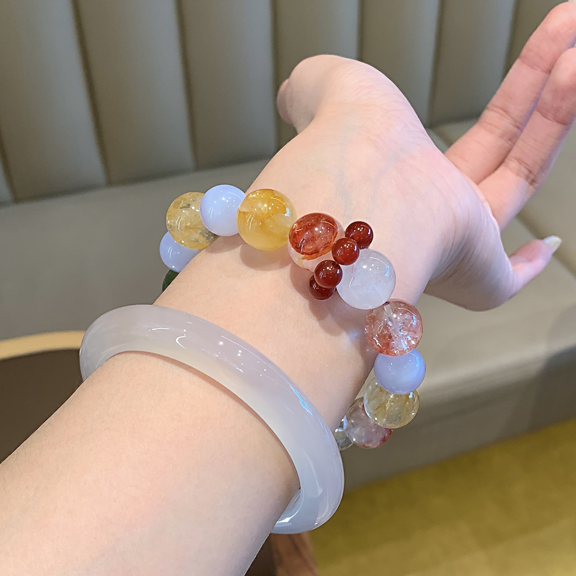 Natural Crystal Bracelet High-End Dopamine Color Series Fashionable Personality Multi-Gemstone Handmade Jewelry