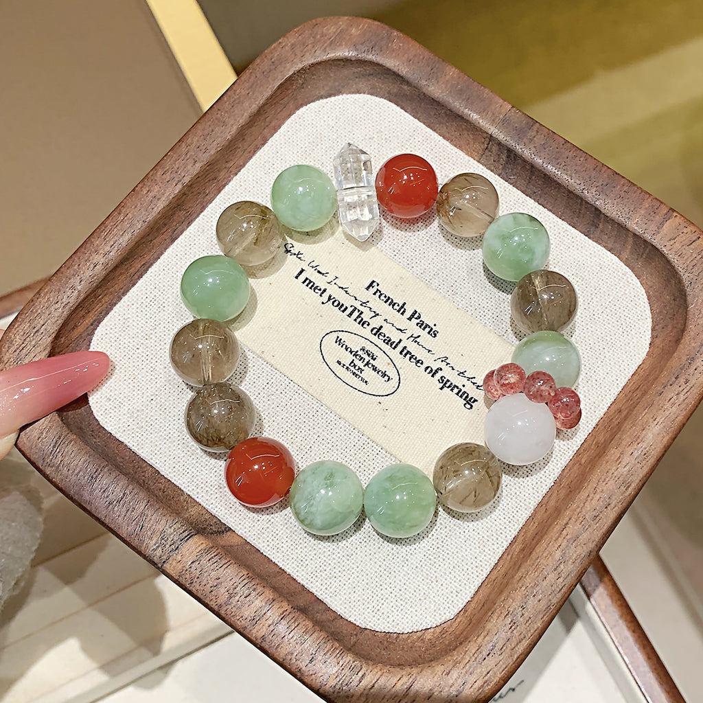 Green Grape Milk Cap Xiuyan Natural Crystal Bracelet Xiuyu Multi-Gem Bracelet Qingti Milk Cap Bracelet High-end Bracelet