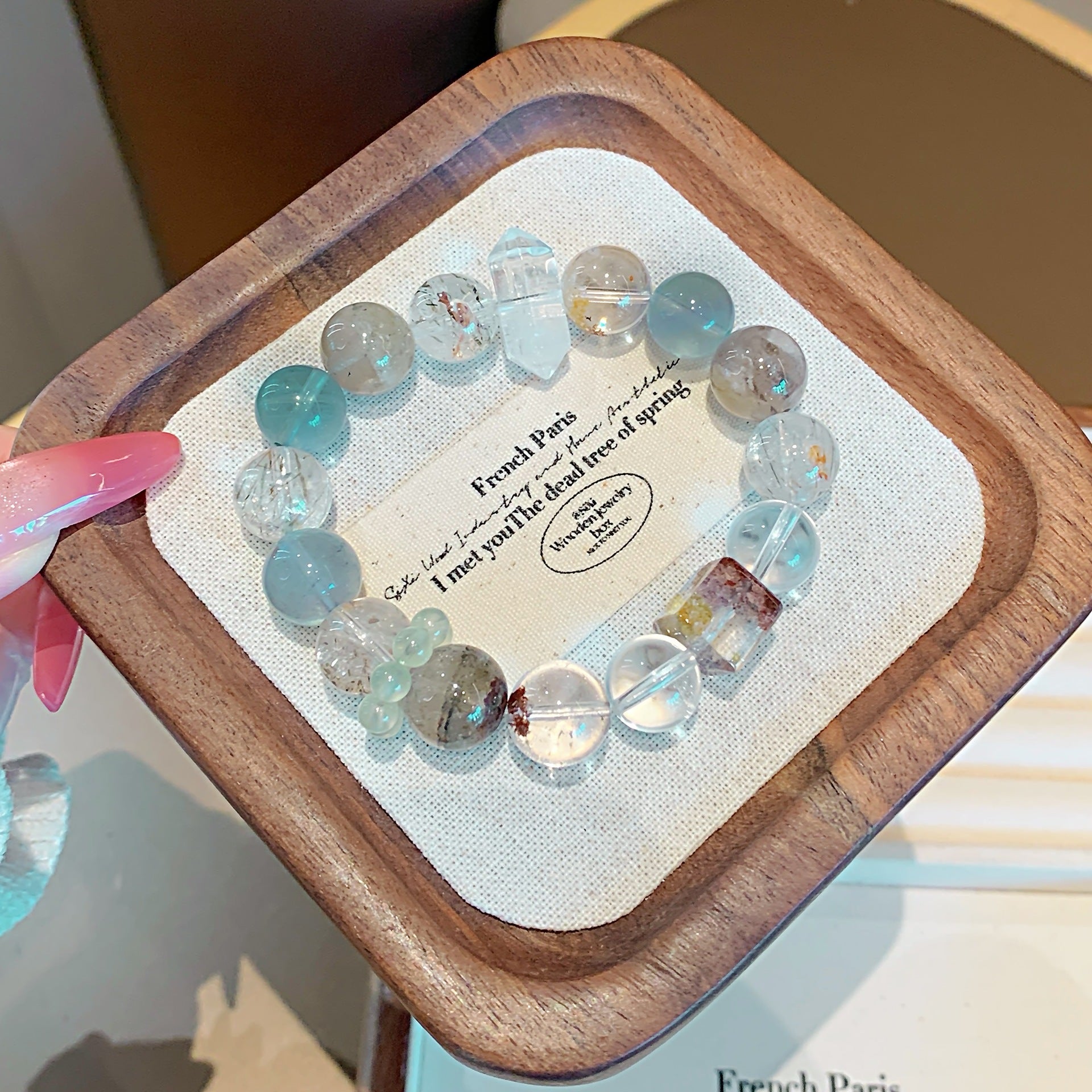 Natural Four Seasons Ghost Crystal Bracelet Minimalist Niche Design New Single Circle Hand Jewelry Multi-Gemstone Crystal Bracelet