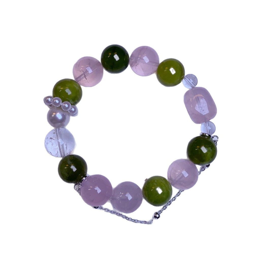 Natural Xiuyan Jade Jewelry Crystal Bracelet Fortune-Attracting Wealth Peach Blossom Lucky Bead Bracelet Gift for Women Wholesale Handmade Jewelry Strings