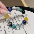 Large Natural Stone Bracelet Moonstone Citrine Tiger Eye Purple Phantom White Crystal Multi-Gem Bracelet Crystal Bracelet