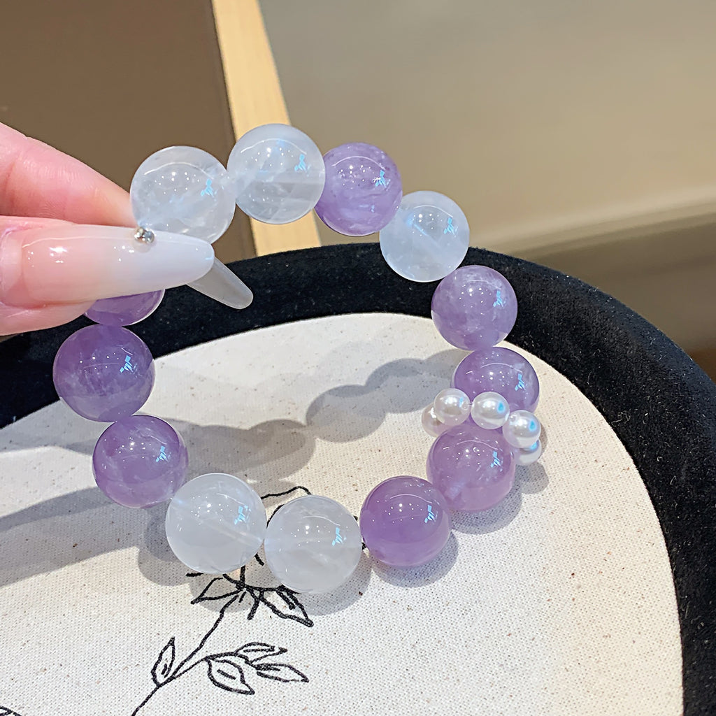 Natural Crystal Bracelet White Phantom with Amethyst Original Hand Jewelry Chain Hot-Selling Hand Jewelry Crystal Bracelet Crystal