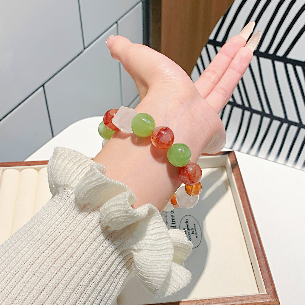 Natural Yellow Gum Flower Matching White Crystal Bracelet White Ghost DIY Single Ring Bracelet Multi-Gemstone Bracelet Crystal Manufacturer