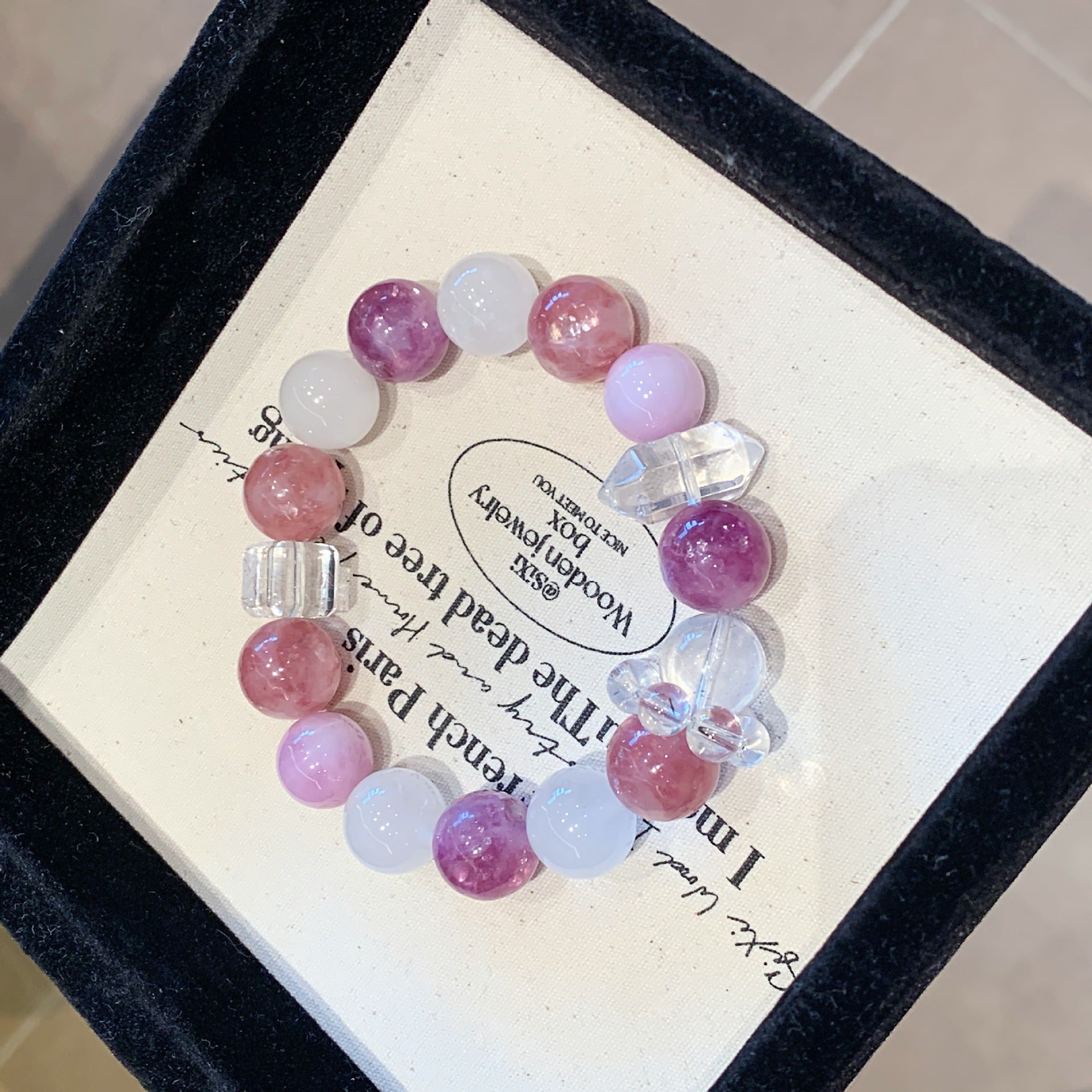 Natural Kunzite with White Phantom Stone Bracelet White Crystal Travel Original Edition Natural White Phantom Crystal Bracelet