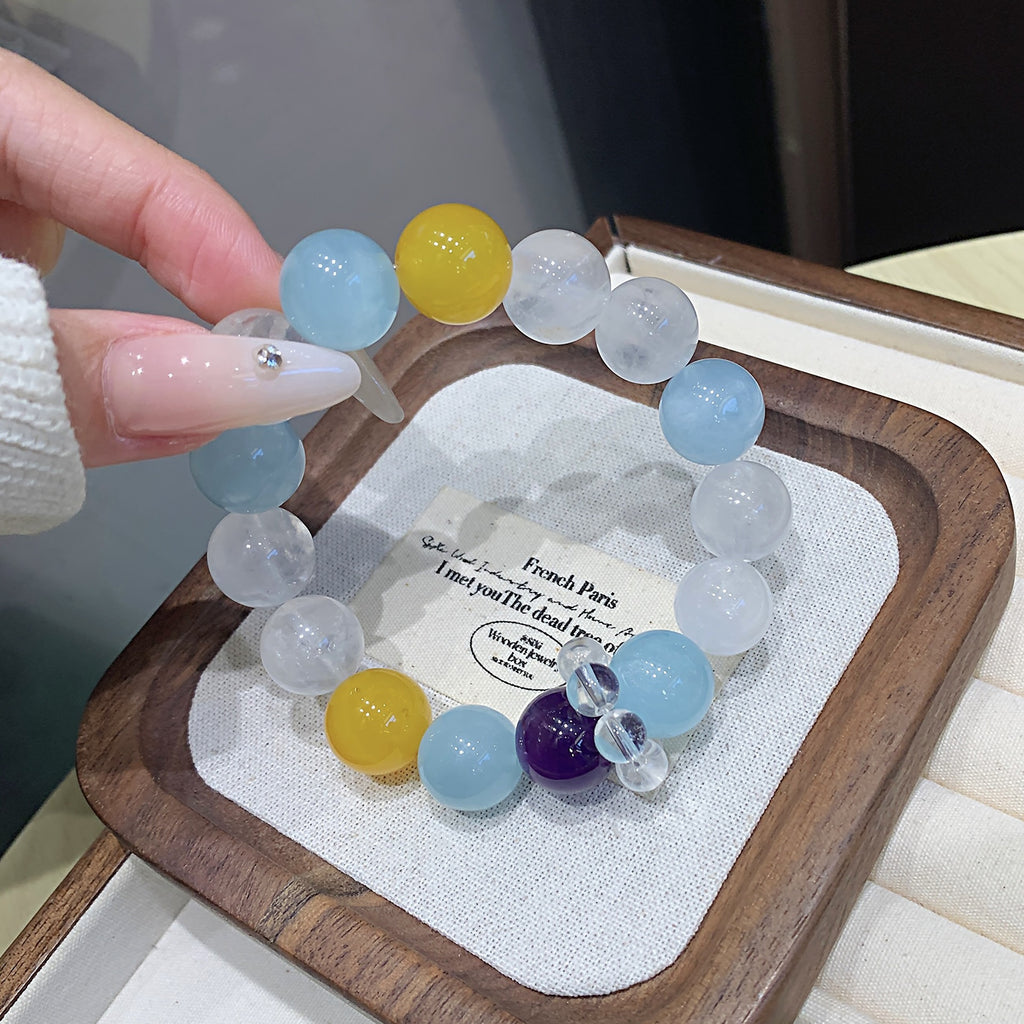 Duobao Natural Crystal Bracelet TikTok Xiaohongshu Direct Hot-Selling Crystal Chain Jewelry Aquamarine Crystal Bracelet