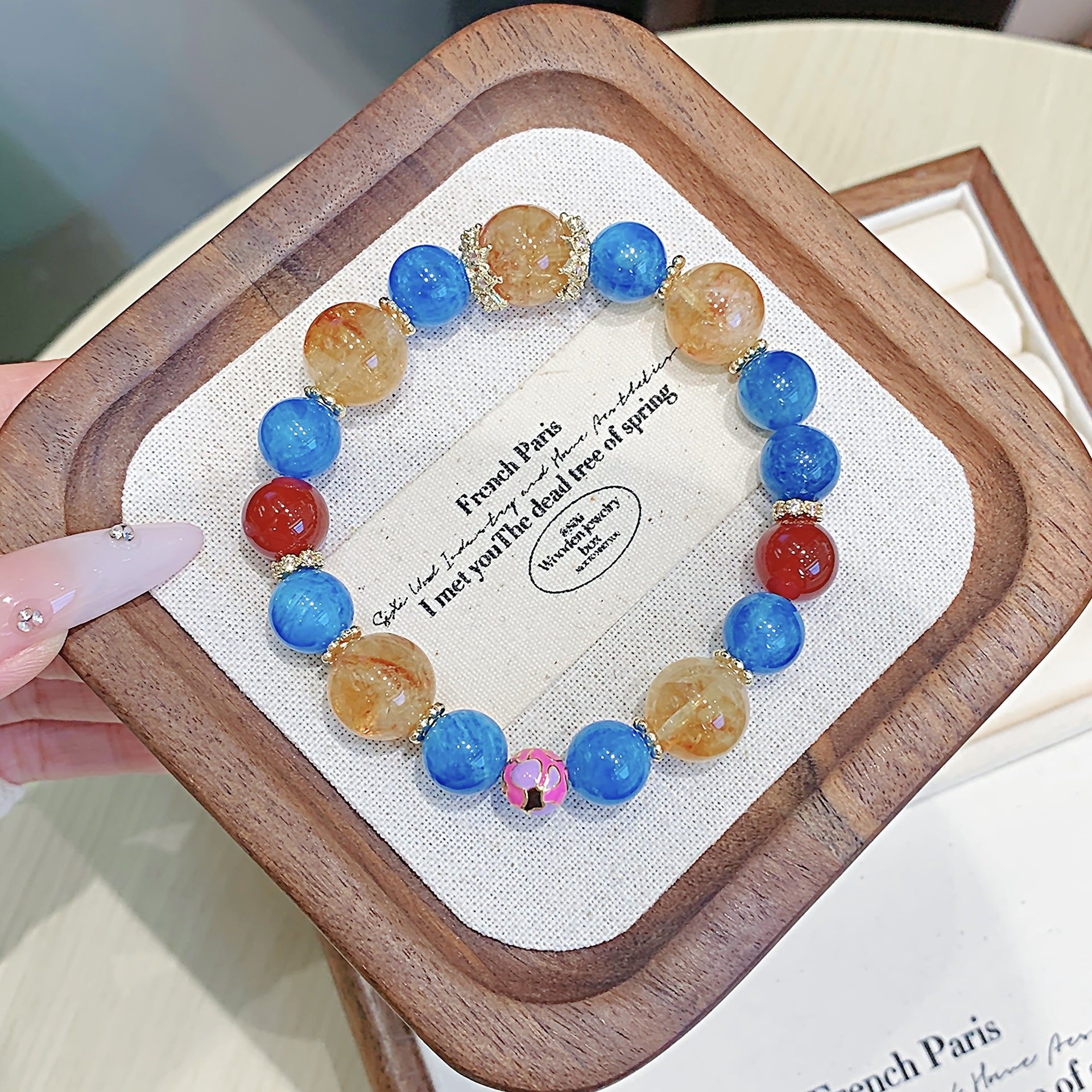 Yellow Pagoda Crystal Bracelet diy Handmade Round Beads Wholesale Natural Crystal Bracelet Hot-Selling Jewelry Natural Multi-Gem Bracelet