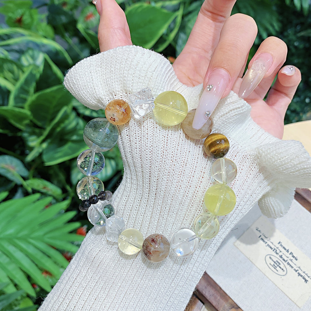 Yellow Tiger Eye Natural Crystal Bracelet Lucky Charm Bracelet diy Original Design Light Luxury Hand Jewelry String2025