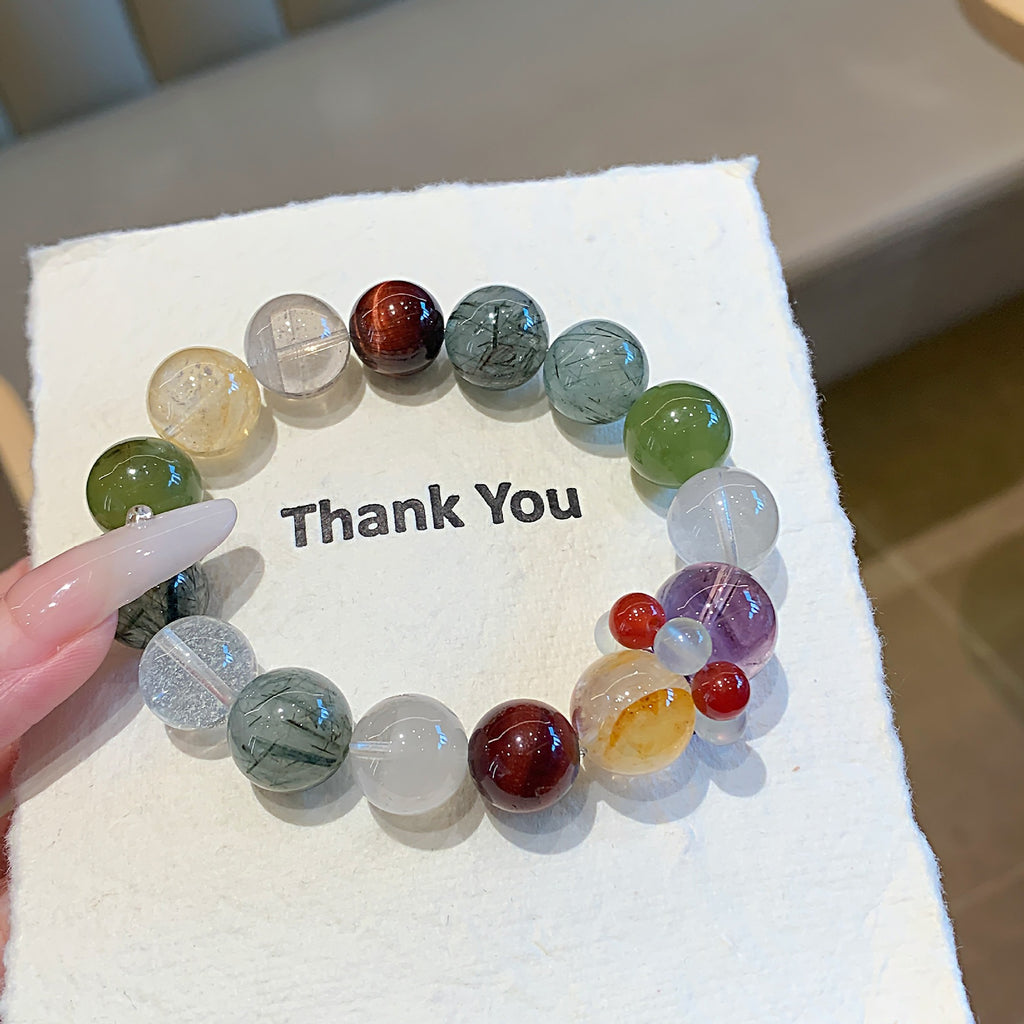 Original natural red tiger eye crystal bracelet Rainbow Color Multi-Gem Bracelet Jewelry Natural Crystal Multi-Gemstone Bracelet