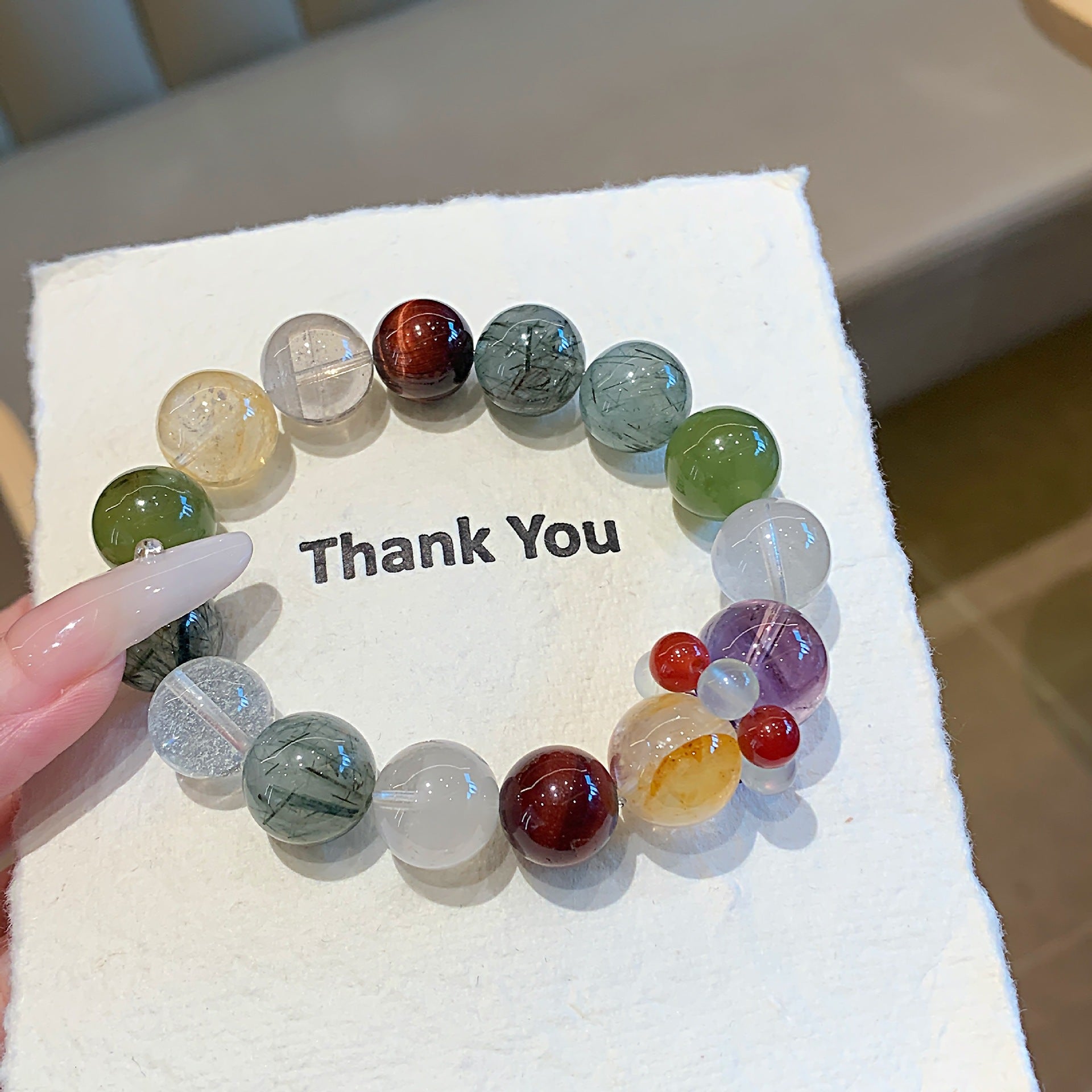 Original natural red tiger eye crystal bracelet Rainbow Color Multi-Gem Bracelet Jewelry Natural Crystal Multi-Gemstone Bracelet