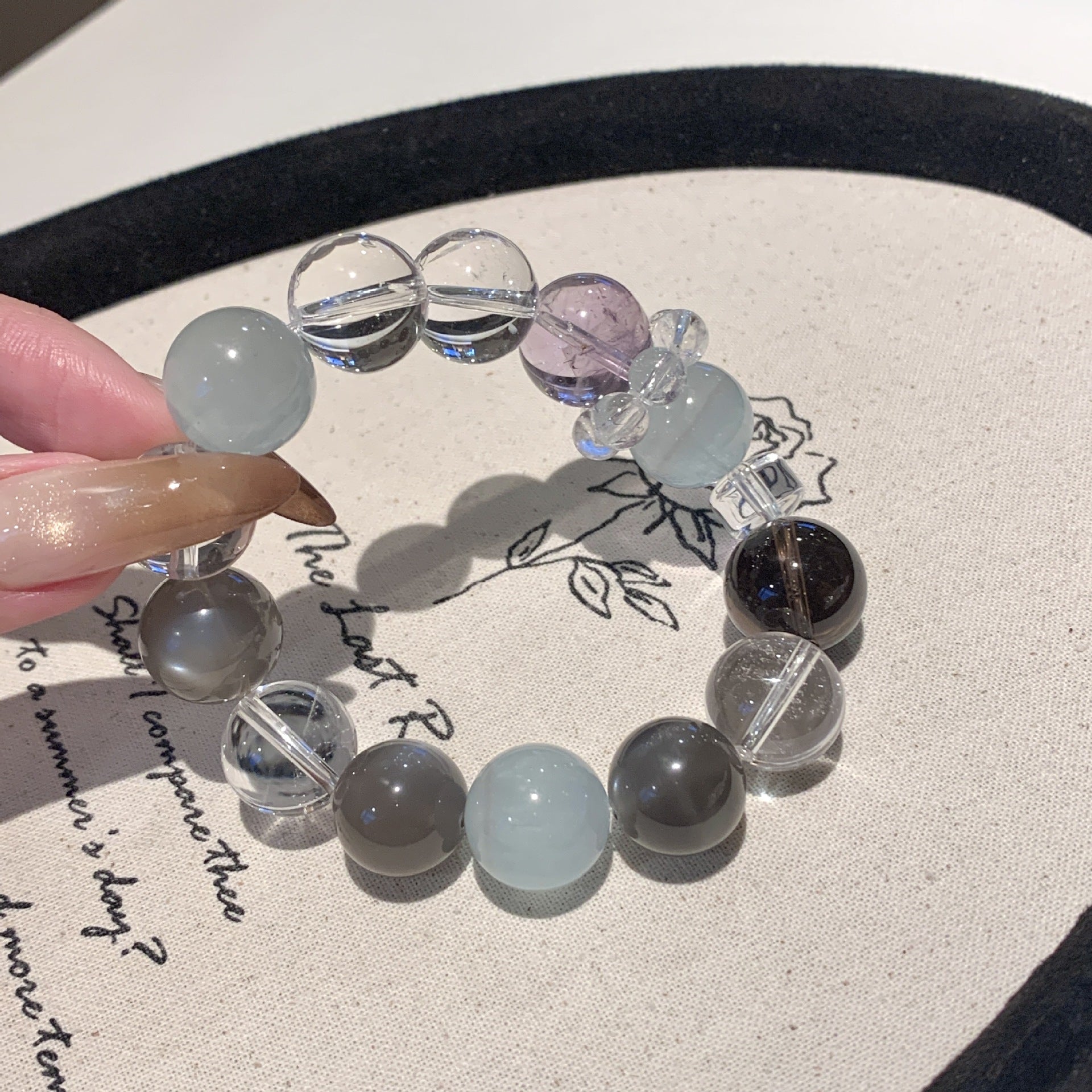 Original Personalized Multi-Gemstone Crystal Bracelet Vintage Style Single Circle Bracelet for Men and Women Natural Aquamarine Bracelet