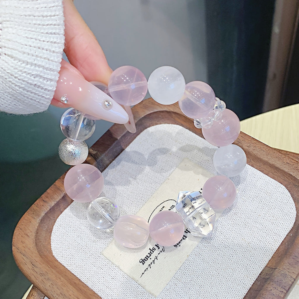 Natural Rose Quartz Bracelet Live Broadcast Exclusive Natural Crystal Popular Jewelry Crystal Jewelry Bracelet Chain Wholesale
