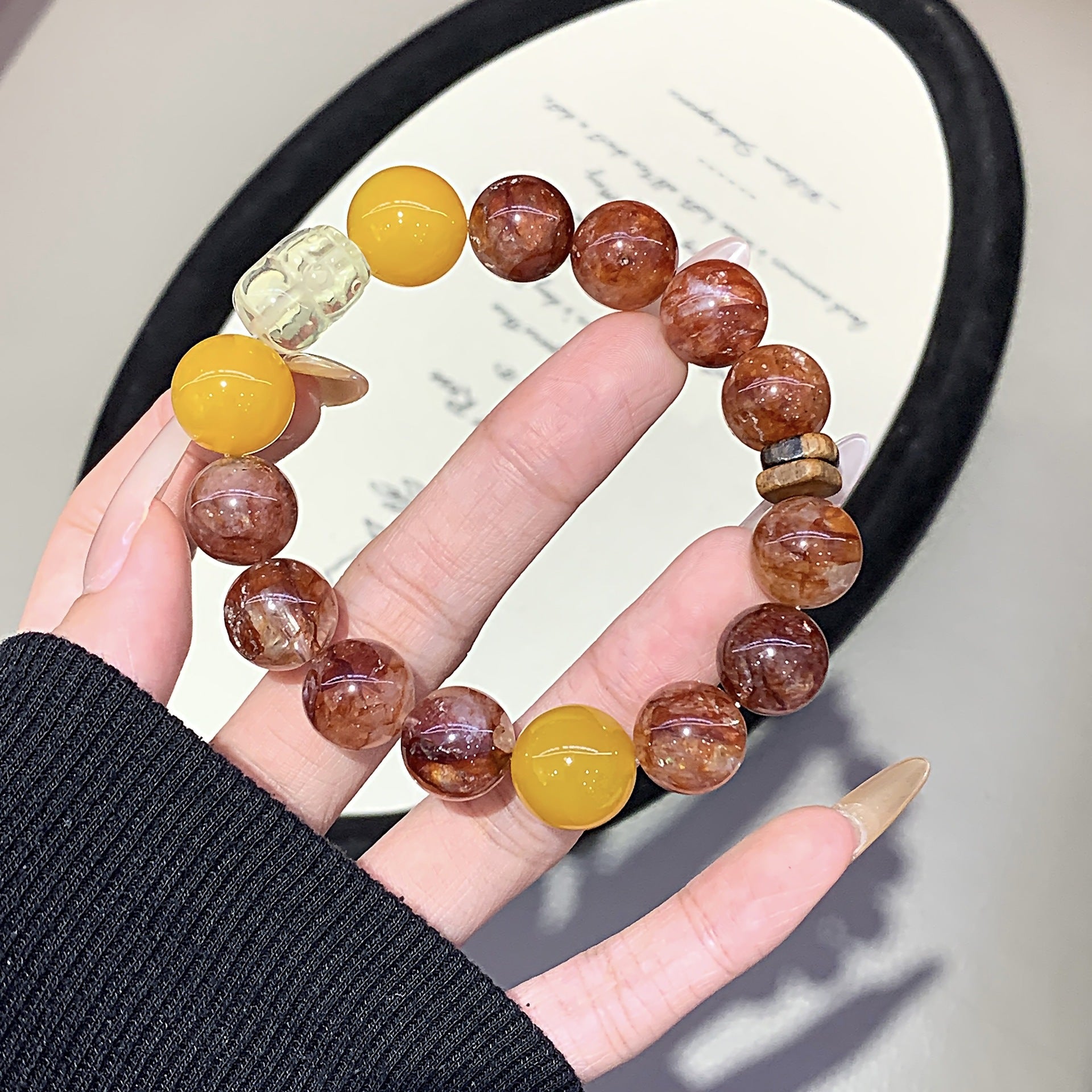 Natural Red Gum Flower Melaleuca Phantom Crystal Bracelet for Women Fashionable National Style New Chinese Style Niche Versatile High-end Bracelet