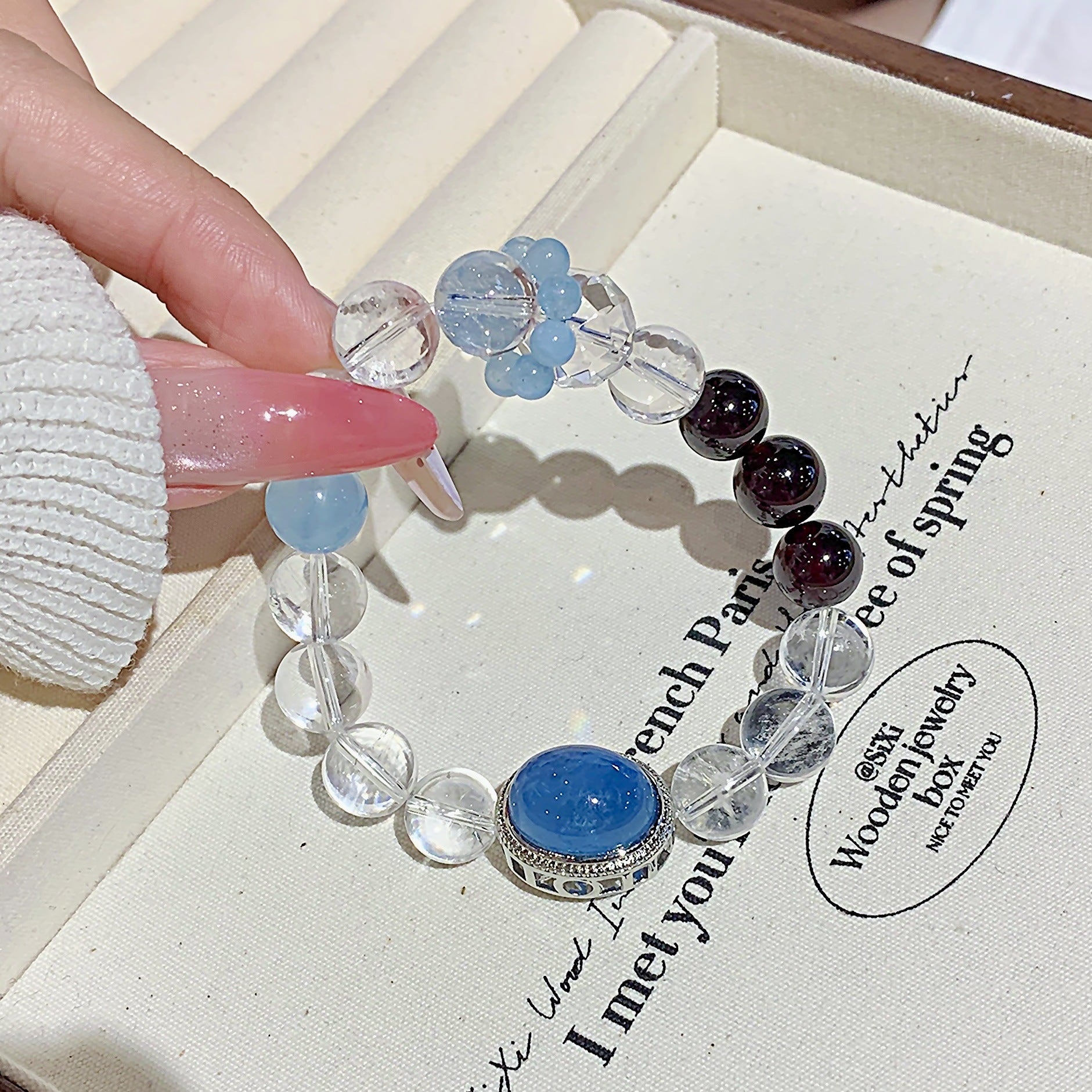 Natural White Crystal Bracelet Transparent Airy White Crystal Niche Design Simple Everyday Versatile Crystal Bracelet