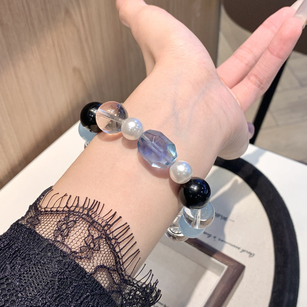 Five Elements Deficiency Supplement Aquamarine Bracelet White Crystal Bracelet for Men and Women Natural Crystal Multi-Gemstone Bracelet Balance Energy
