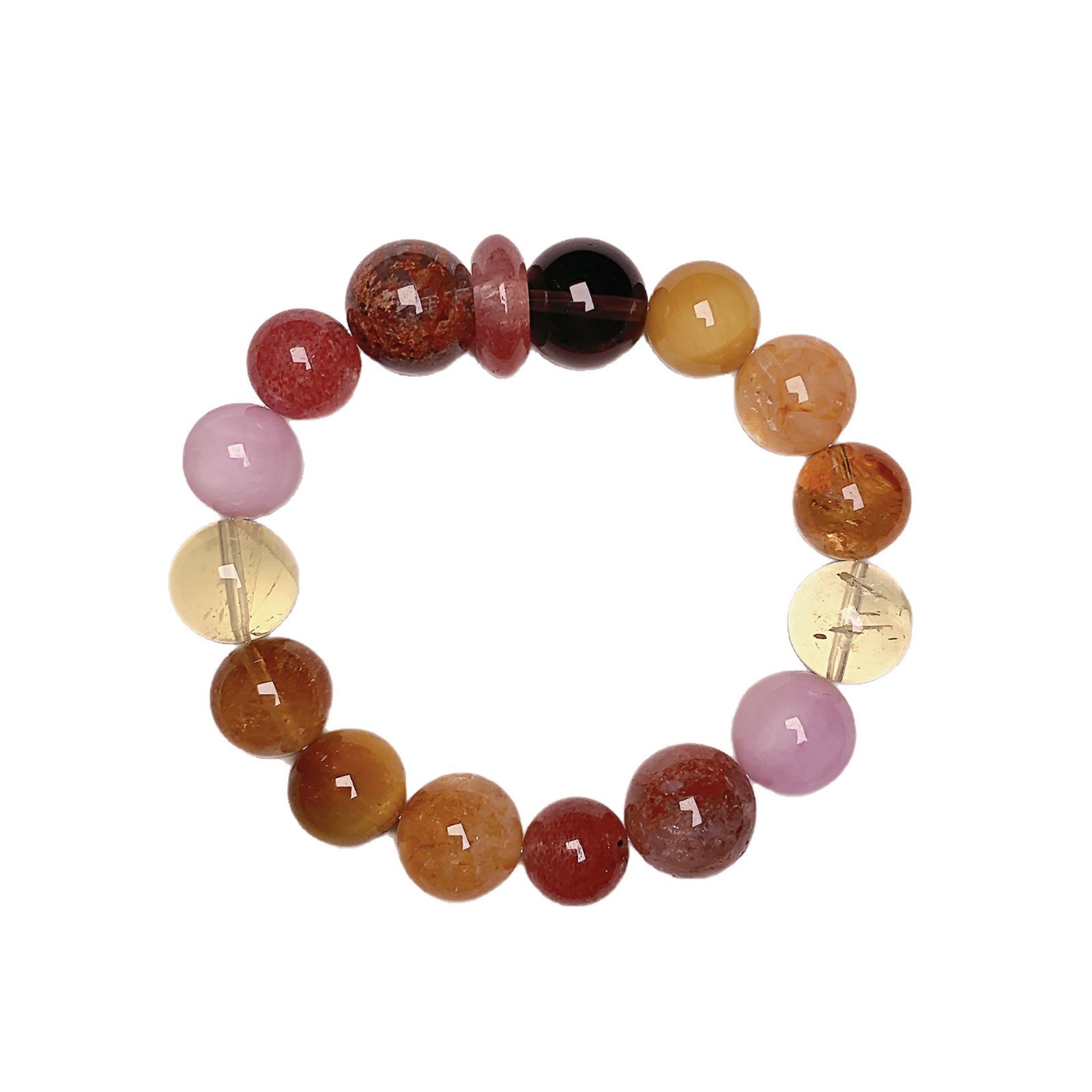 Qianjing Natural Multi-Gem Strawberry Crystal Five Elements Bracelet for Women Large Beads Unique Niche Crystal Beads Wholesale Design