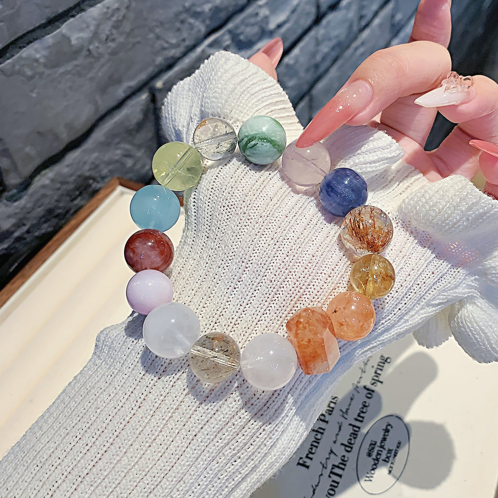 Original Natural Red Gum Flower Crystal Bracelet Dopamine Multi-Gemstone Bracelet Light Luxury All-Matching2025New Crystal Chain