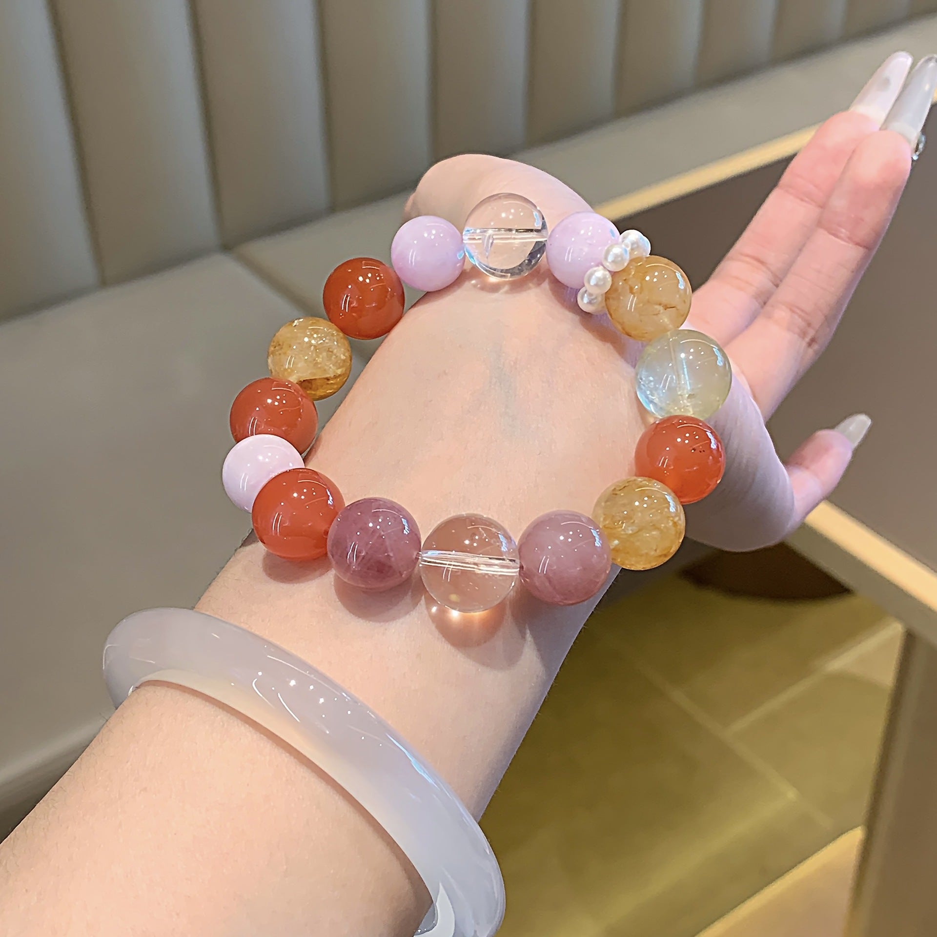 Natural Crystal Bracelet Jewelry Cross-border New Jewelry Bracelet Multi-gem Bracelet Red Agate Crystal Bracelet