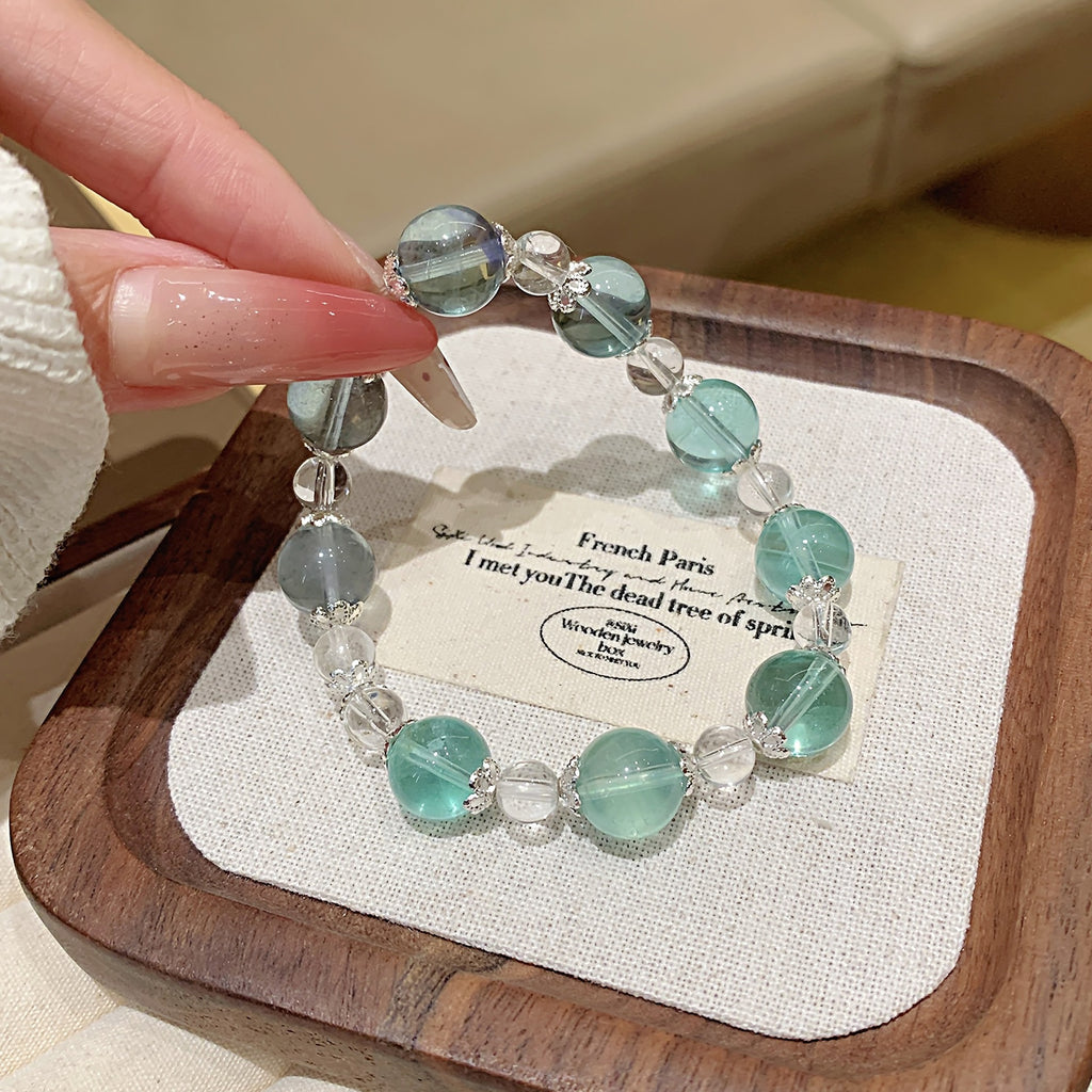 Natural Crystal Green Fluorite Bracelet Jewelry Handmade Beaded Natural Crystal Bracelet Crystal Bracelet Factory Ketang