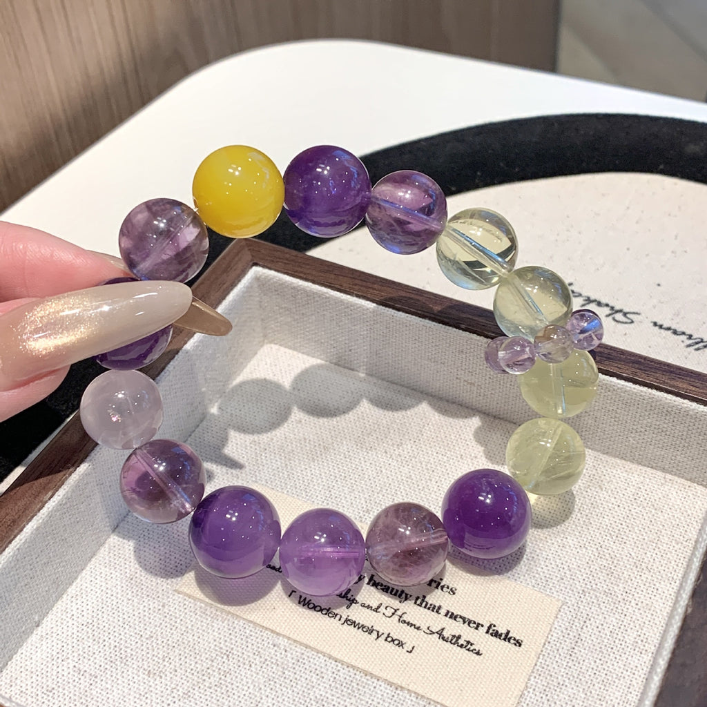 Original Multi-Treasure Original Design Bracelet Amethyst Nine Purple Fire Gray Moonlight Amethyst Luxury Style Bracelet