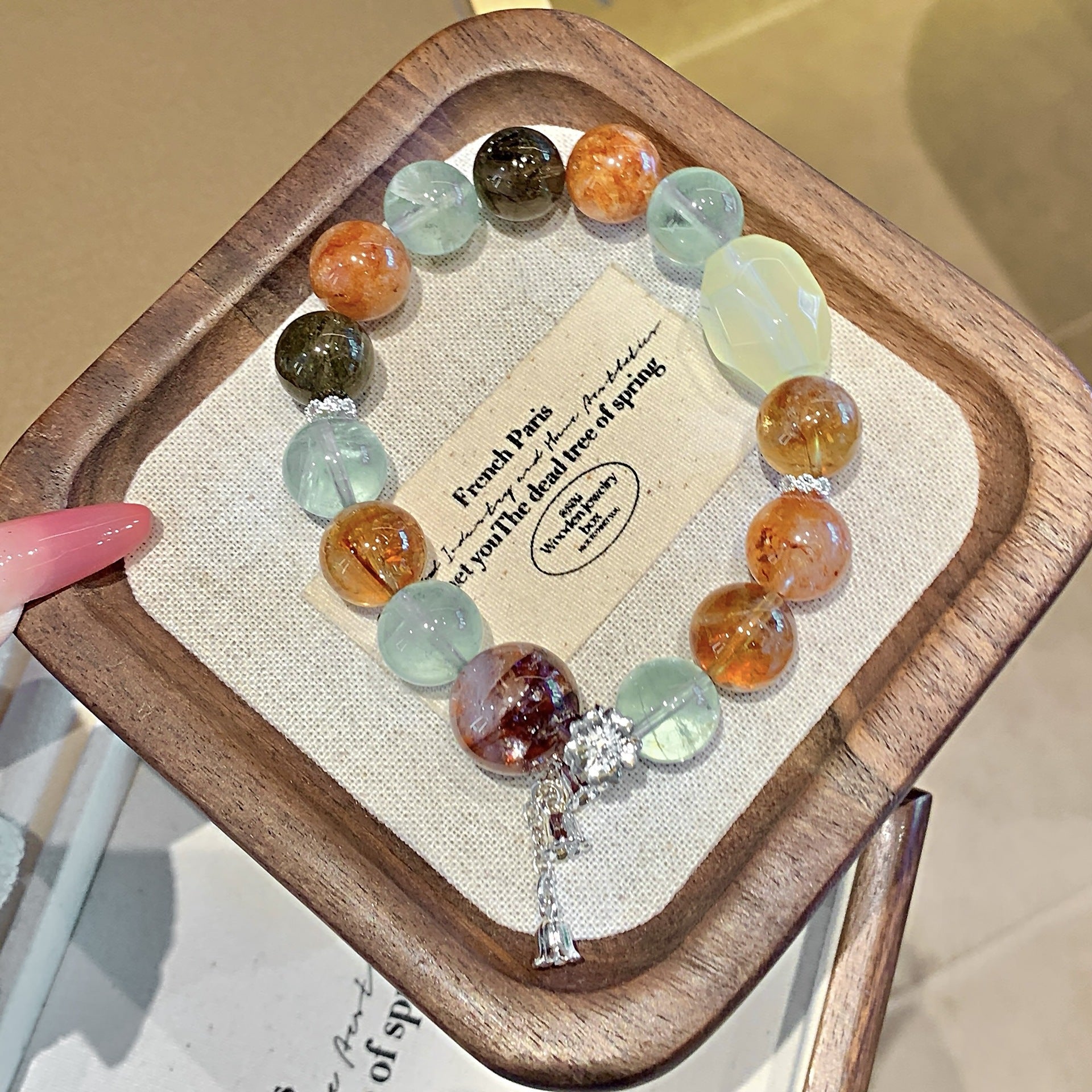 Original Design Natural Exquisite Multi-Gem Crystal Bracelet Dopamine Lemon Crystal Bracelet Yellow Pagoda Crystal Bracelet