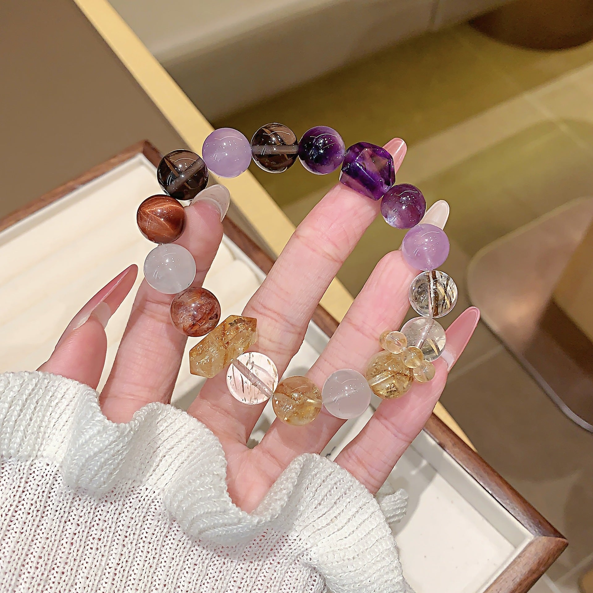 Nine Purple Fire Multi-Treasure Bracelet for Women Natural Amethyst Bracelet Design Gift Accessories Bestselling Crystal Bracelet