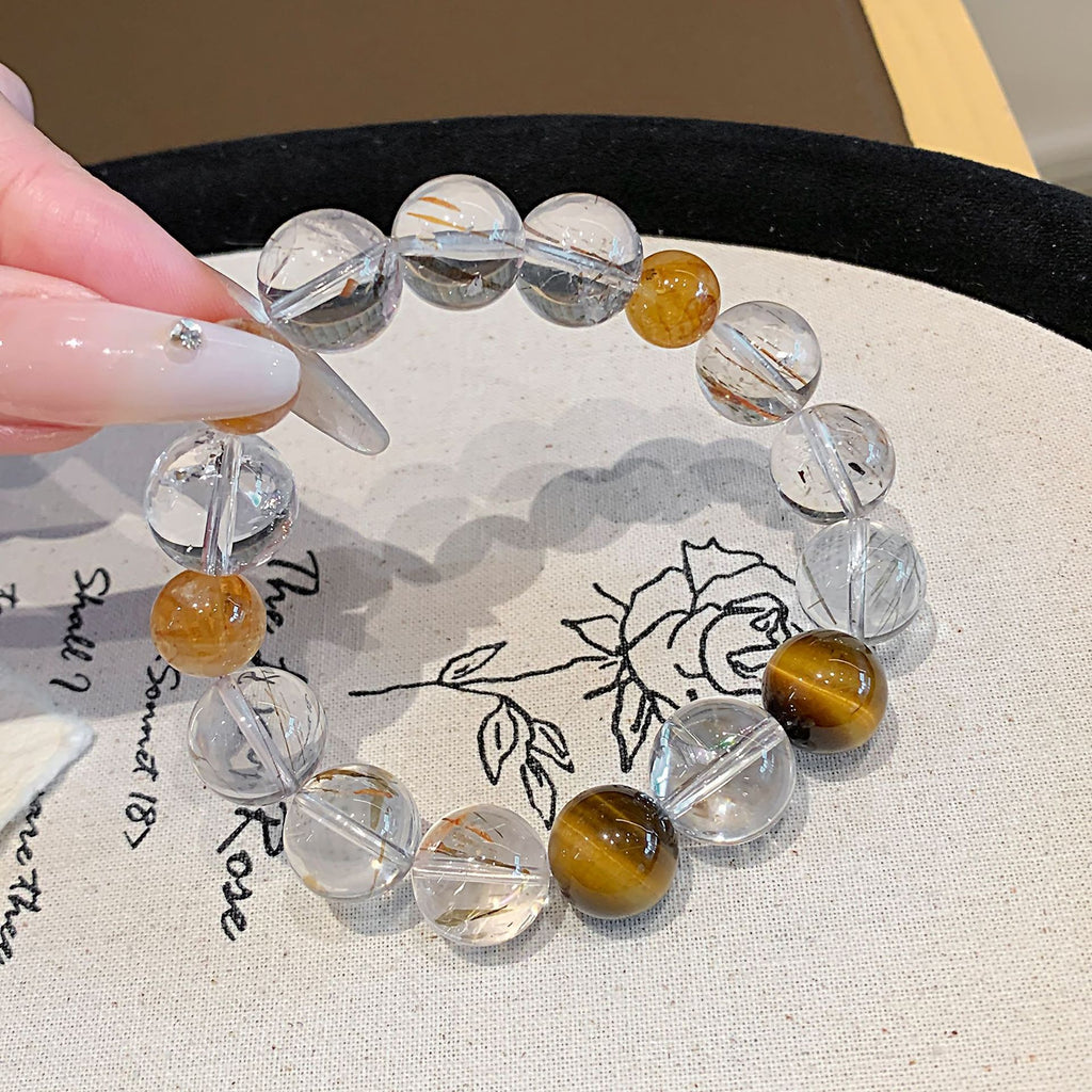 Natural Crystal Bracelet Autumn Original Design Bracelet Couple Style Gift for Girlfriend Black Gold Super Seven Crystal Bracelet