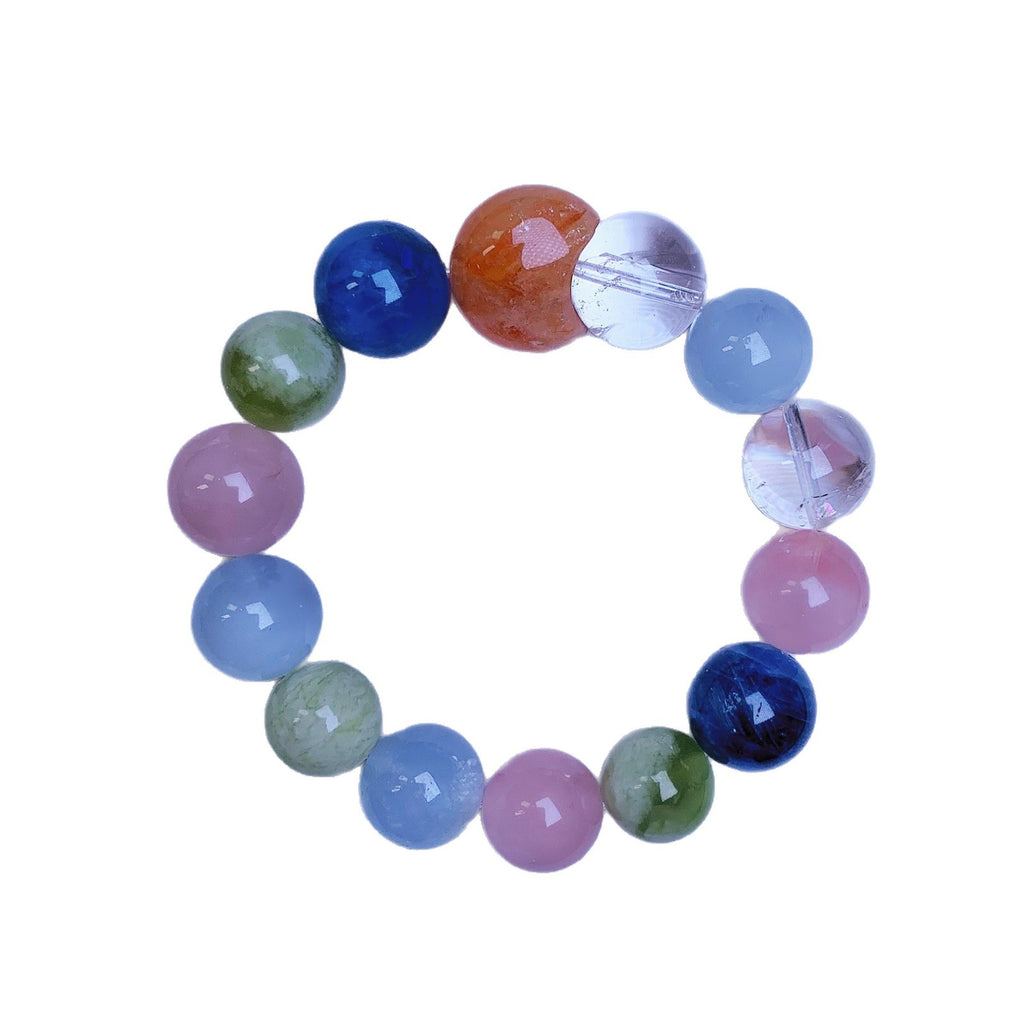 Rose Quartz Jewelry Bracelet Natural Multi-Gemstone Crystal Bracelet Popular Hand Accessory Cross-Border Exclusive Jewelry Factory Crystal Chain